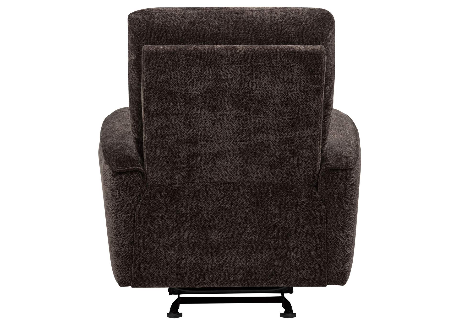 Navarro Chenille Upholstered Glider Recliner Dark Brown image 7