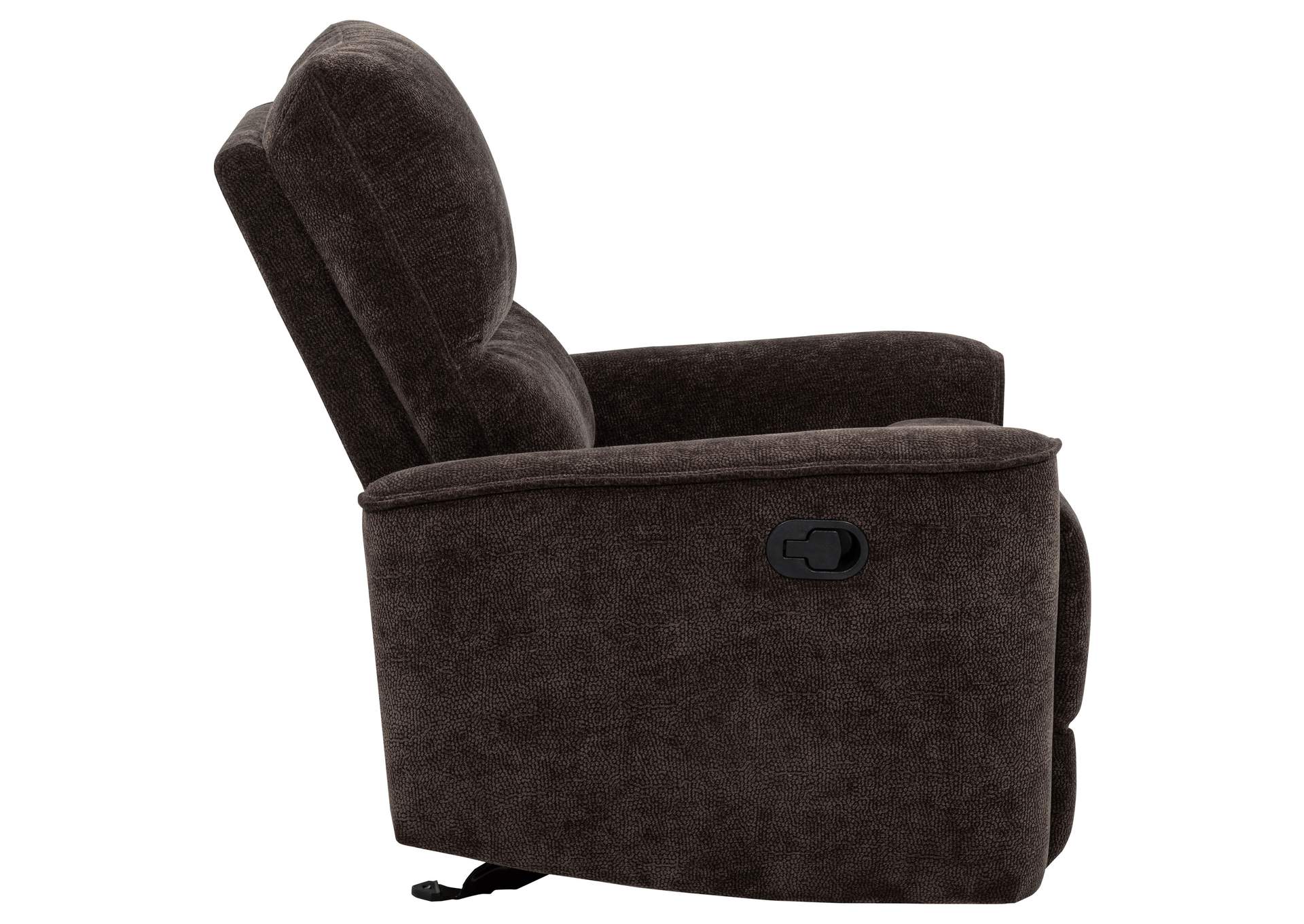 Navarro Chenille Upholstered Glider Recliner Dark Brown image 8