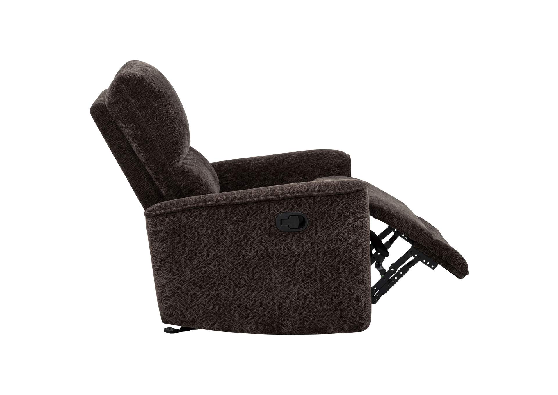 Navarro Chenille Upholstered Glider Recliner Dark Brown image 9
