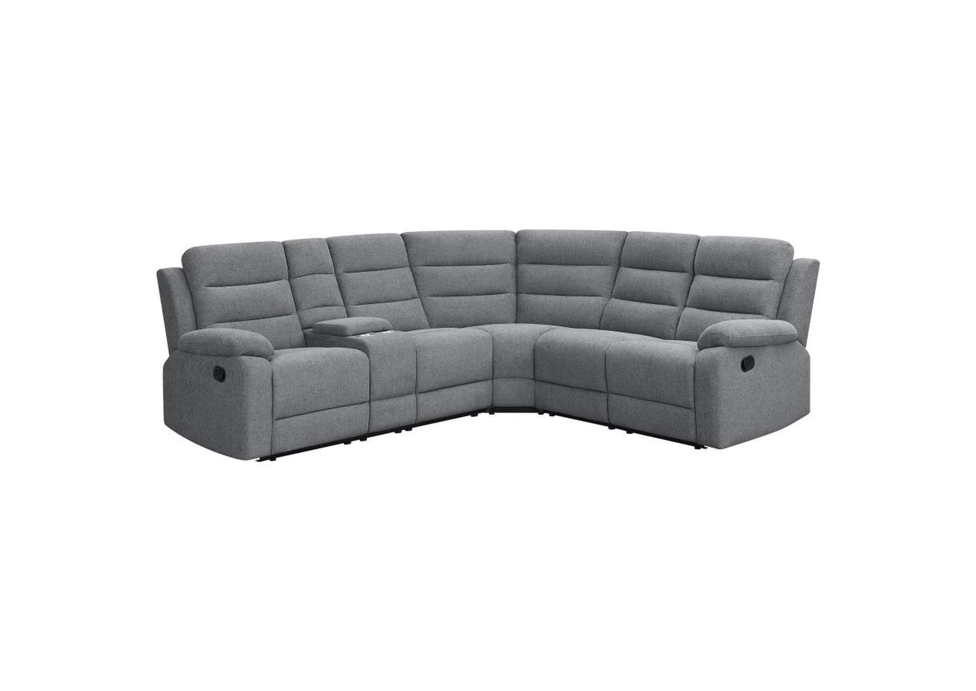 David 3-piece Upholstered Motion Sectional with Pillow Arms Smoke image 4