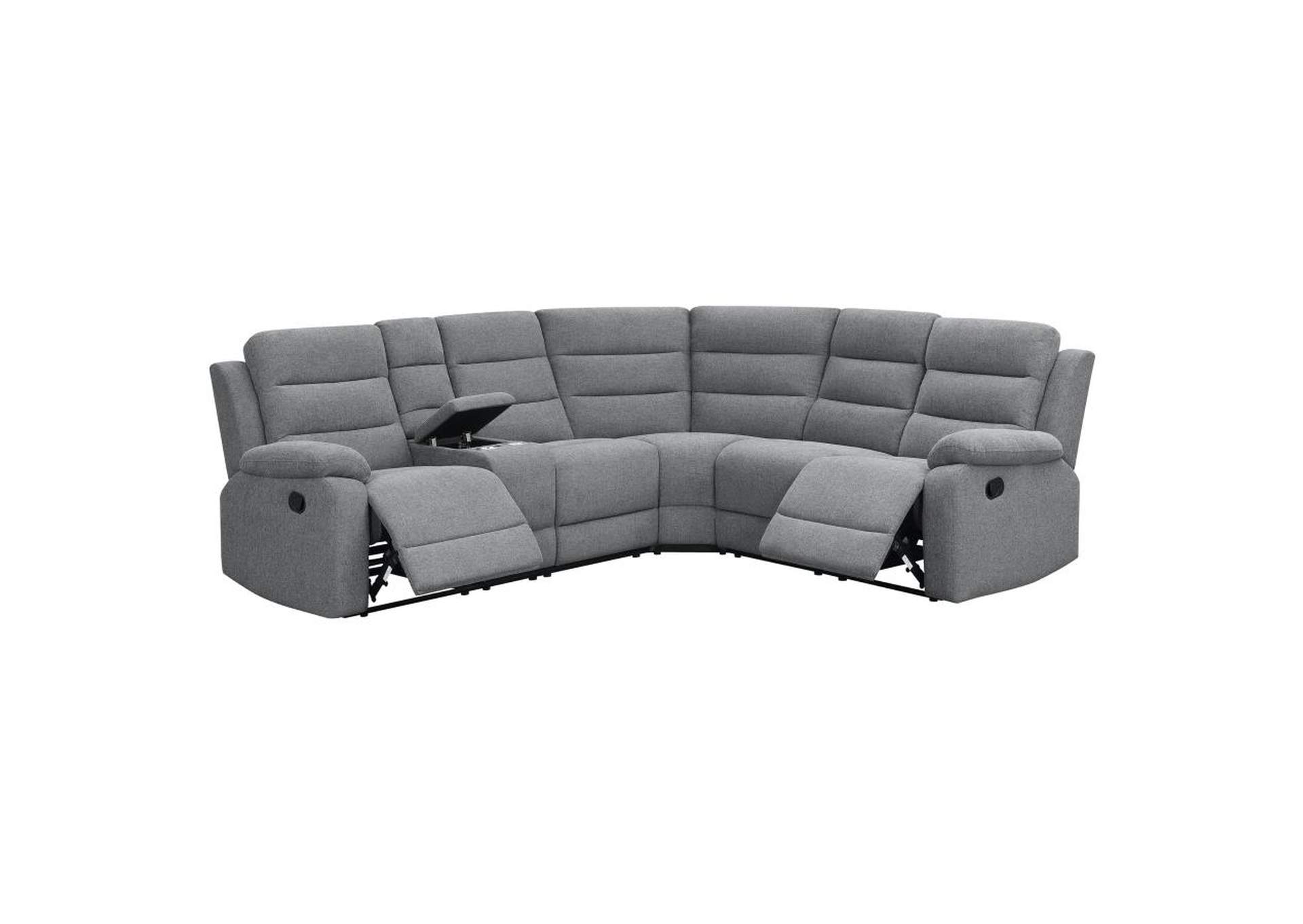 David 3-piece Upholstered Motion Sectional with Pillow Arms Smoke image 5