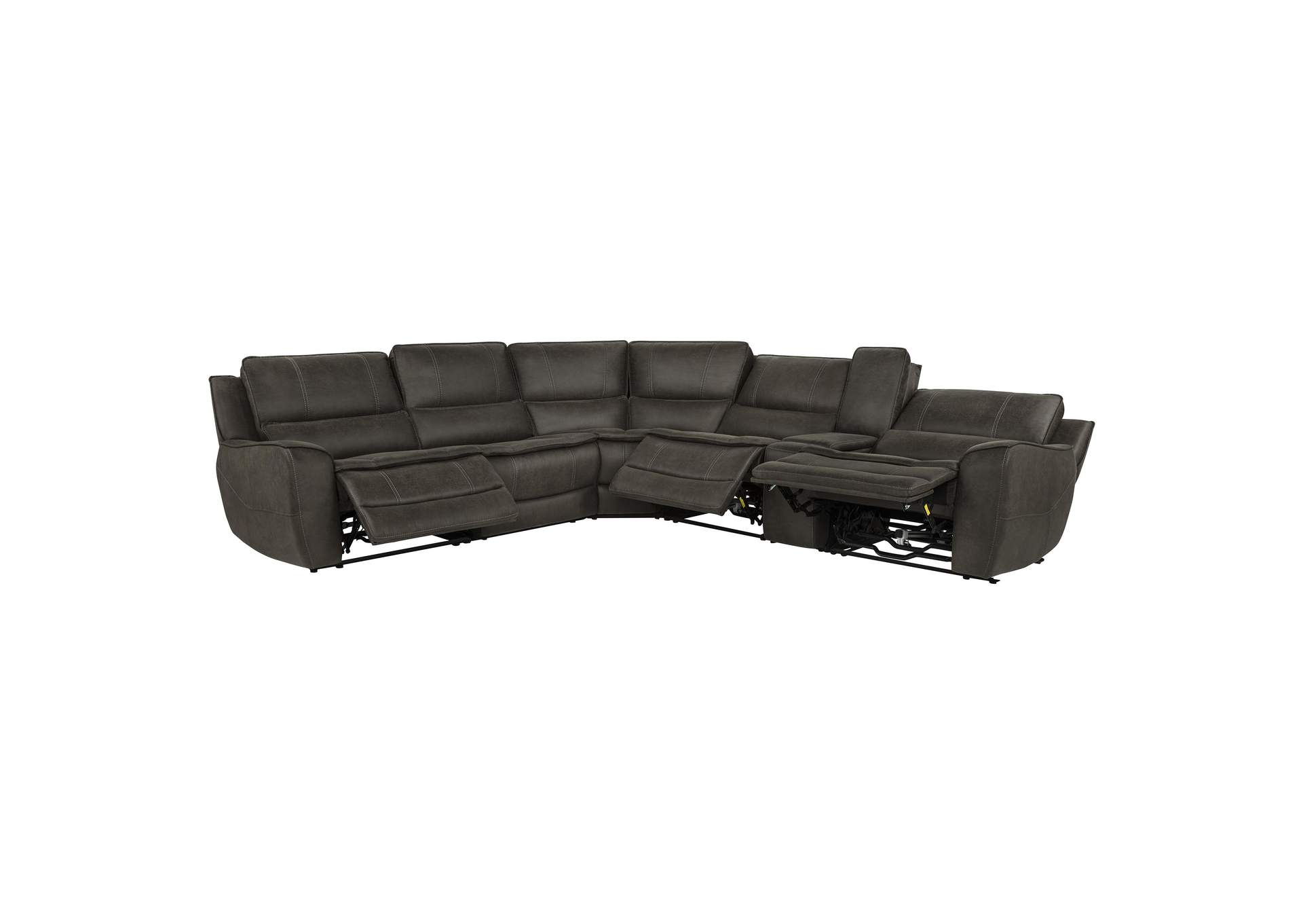 Marcell 6-Piece L-Shaped Power Reclining Sectional with Console Grey image 18