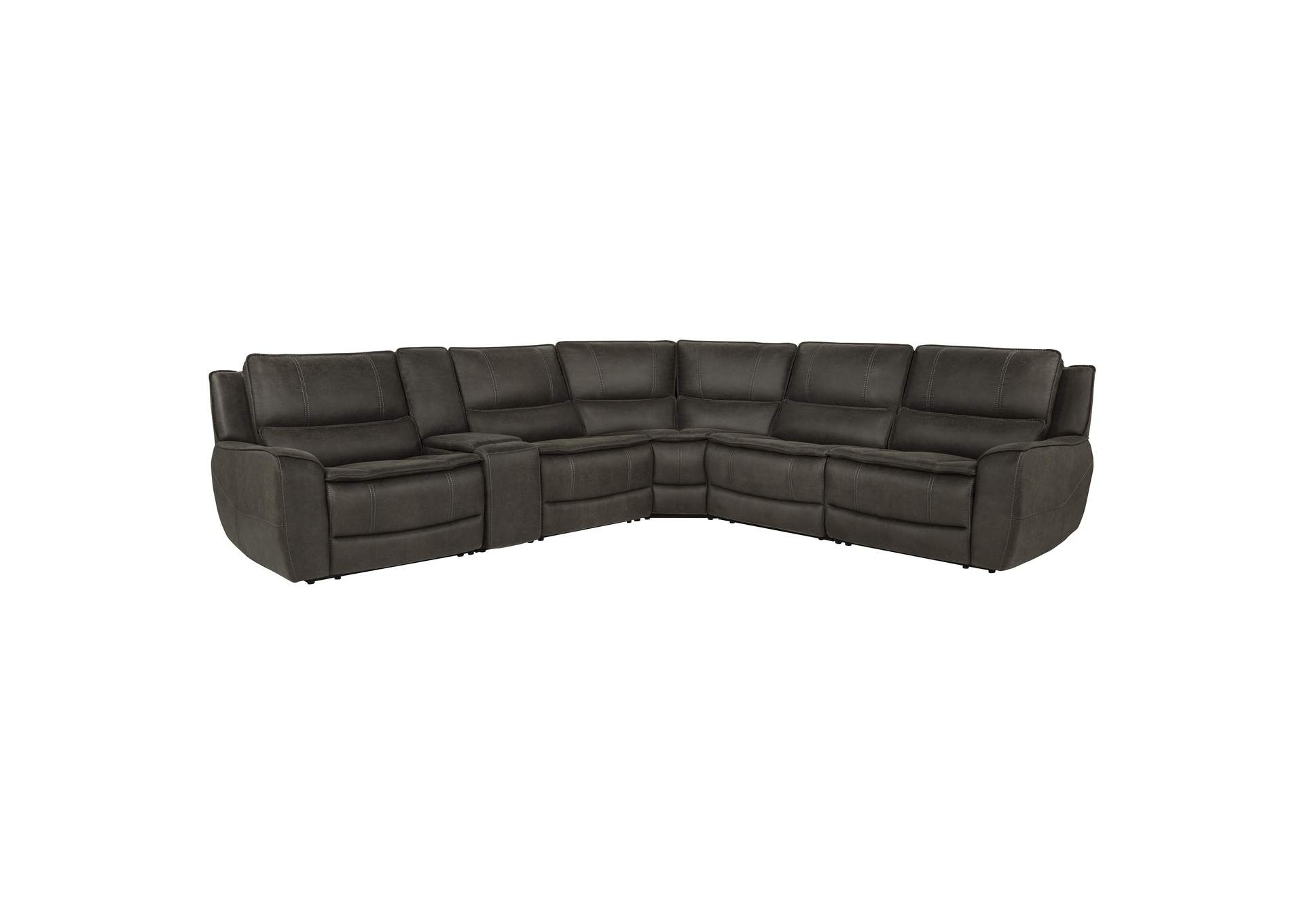 Marcell 6-Piece L-Shaped Power Reclining Sectional with Console Grey image 17