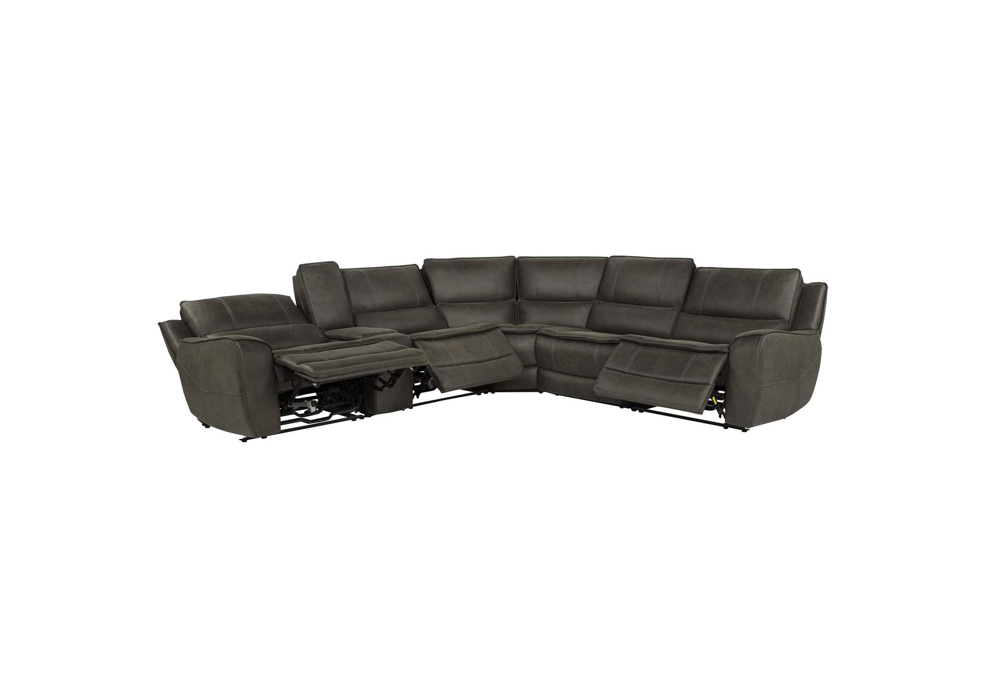 Marcell 6-Piece L-Shaped Power Reclining Sectional with Console Grey image 16