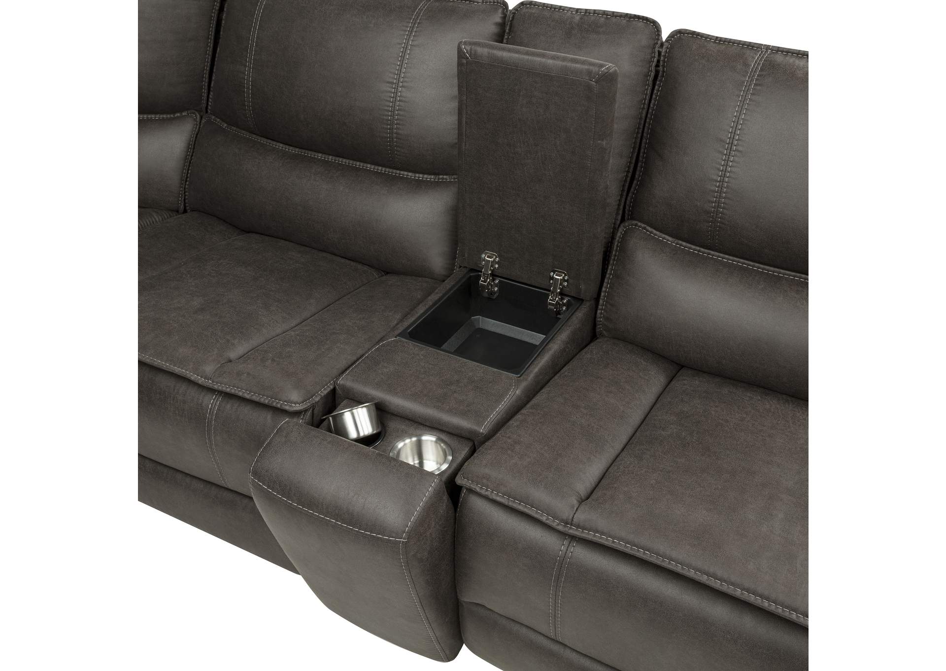 Marcell 6-Piece L-Shaped Power Reclining Sectional with Console Grey image 5