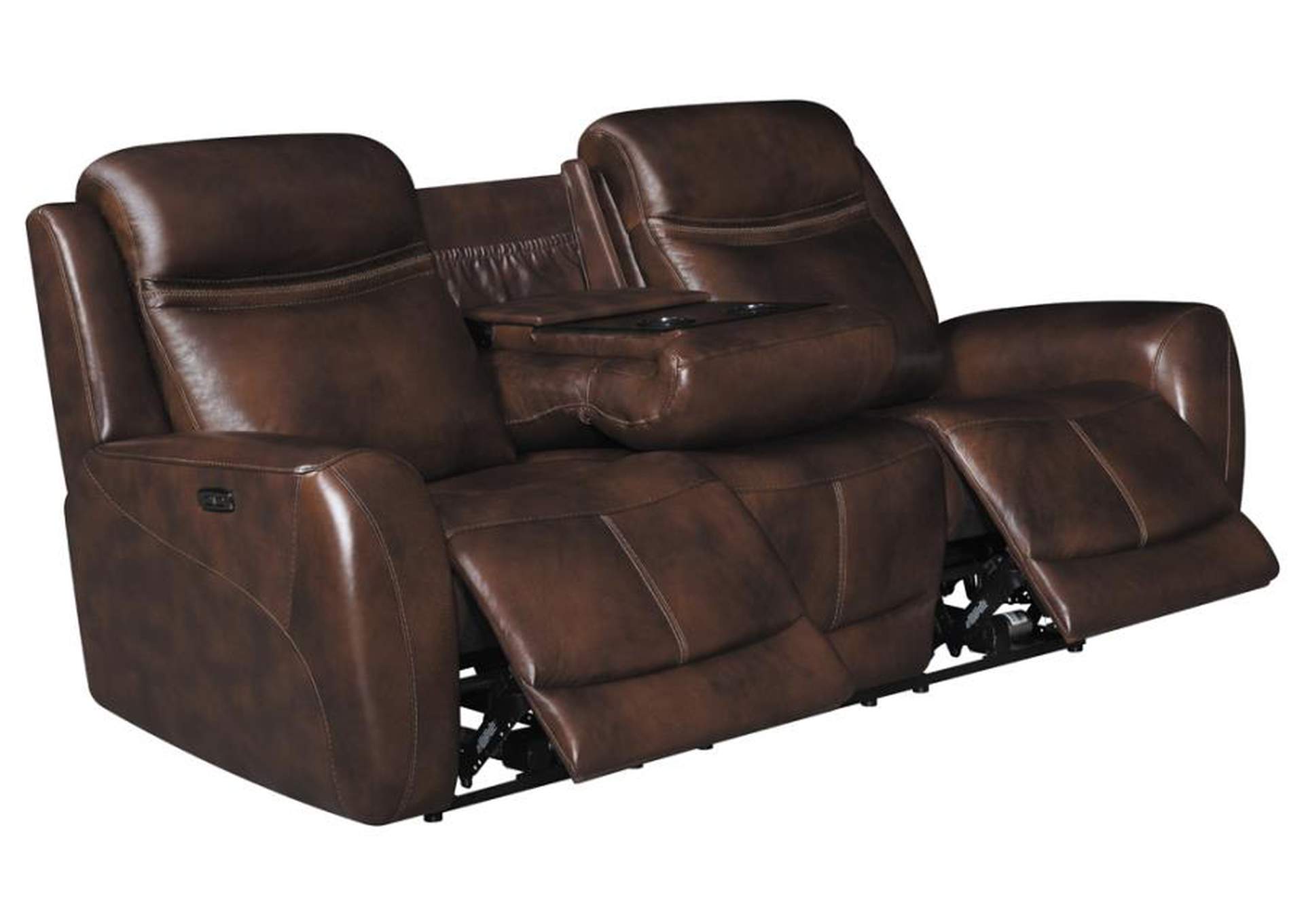 Patrick Upholstered Power Living Room Set Cognac