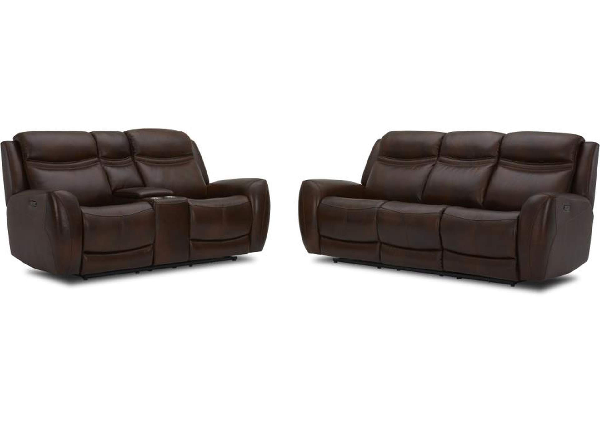 Patrick Upholstered Power Living Room Set Cognac