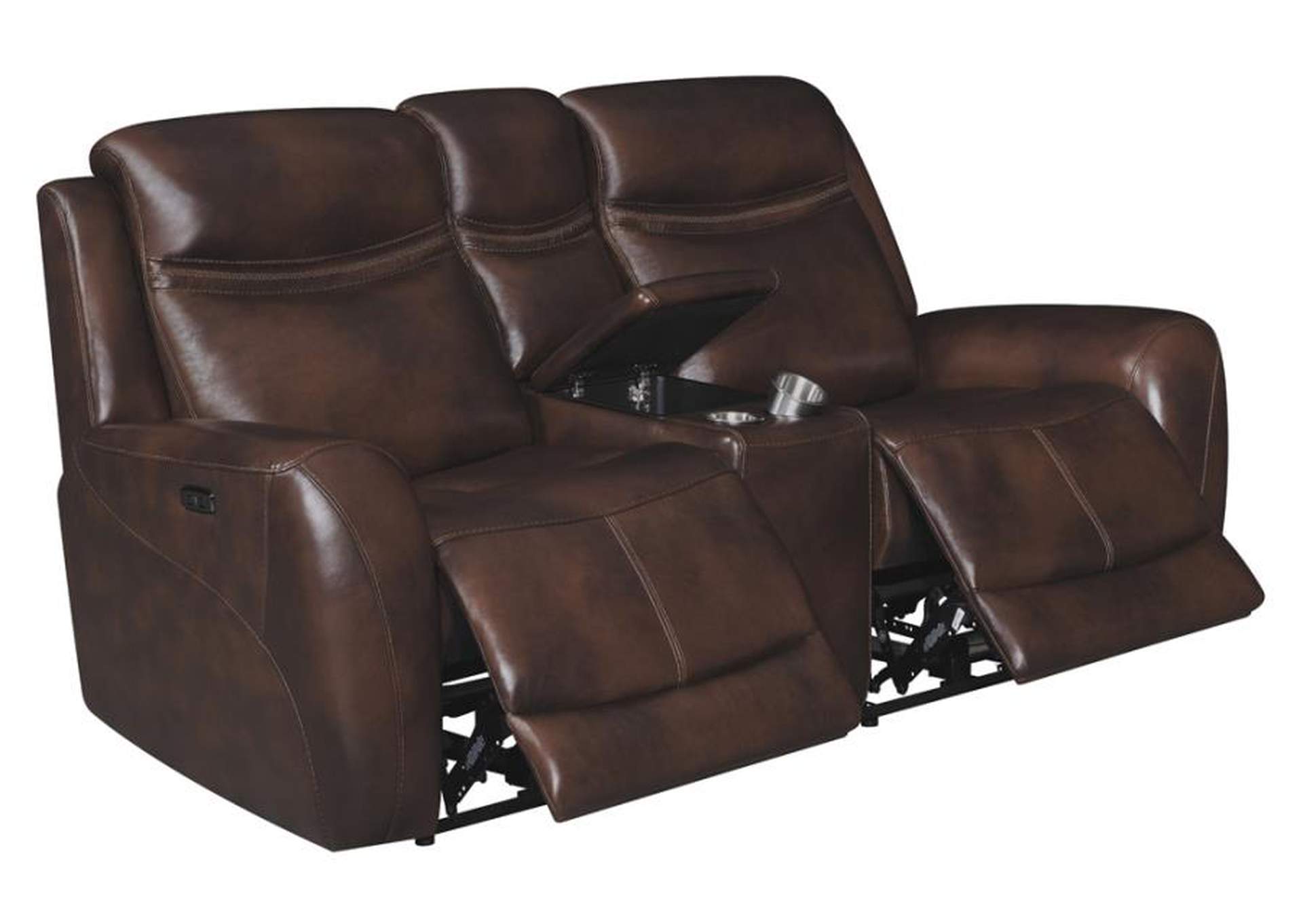 Patrick Upholstered Power Living Room Set Cognac