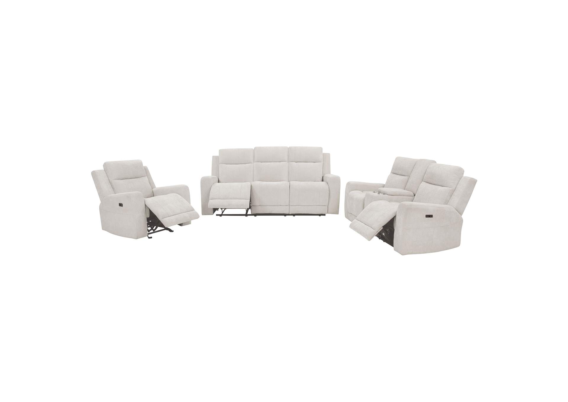 Kennett 3-piece Chenille Power Reclining Sofa Set Ivory image 1