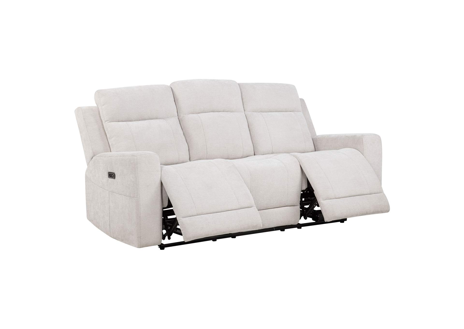 Kennett Chenille Upholstered Power Reclining Sofa Ivory image 1