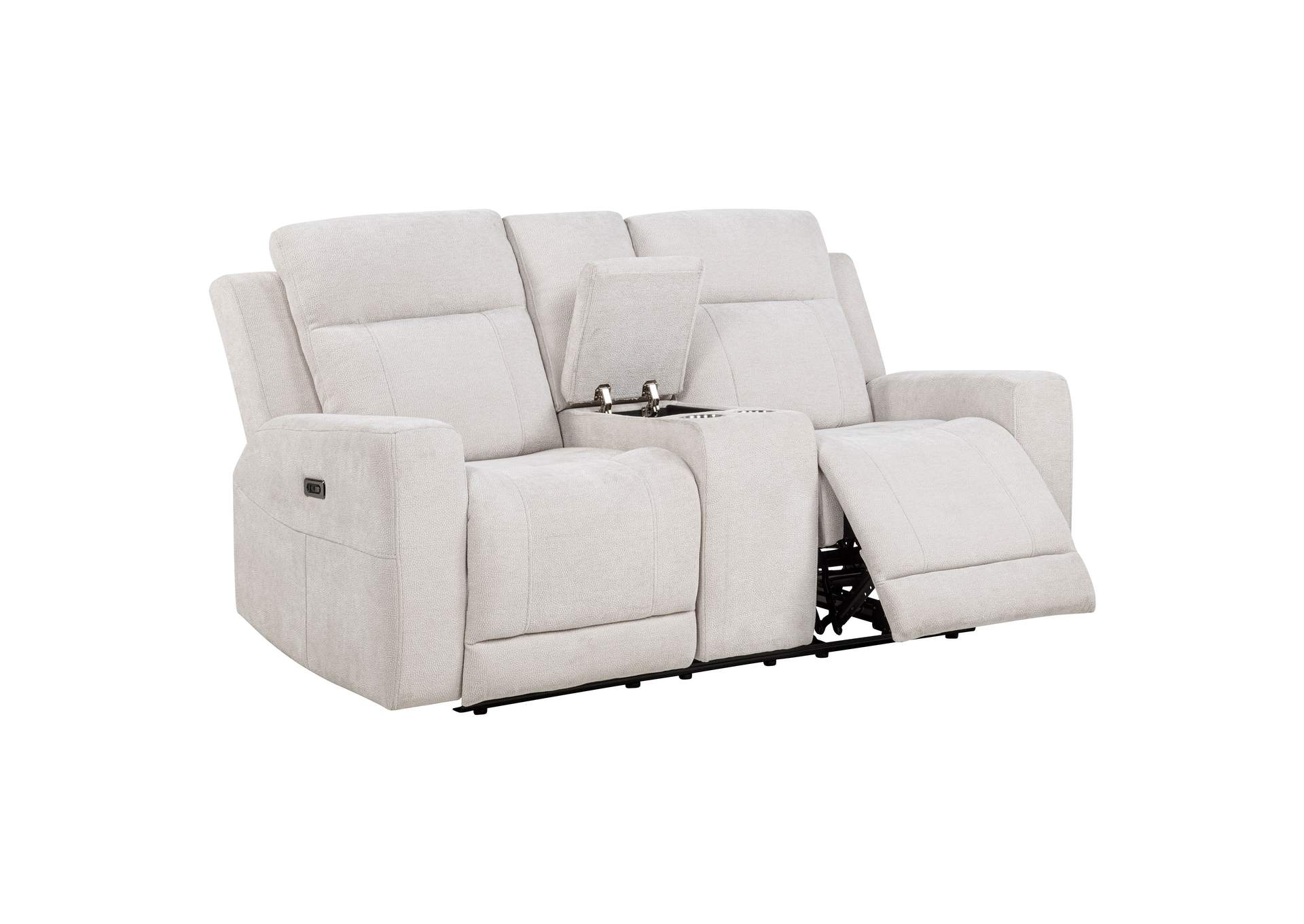Kennett Chenille Upholstered Power Reclining Loveseat Ivory image 1