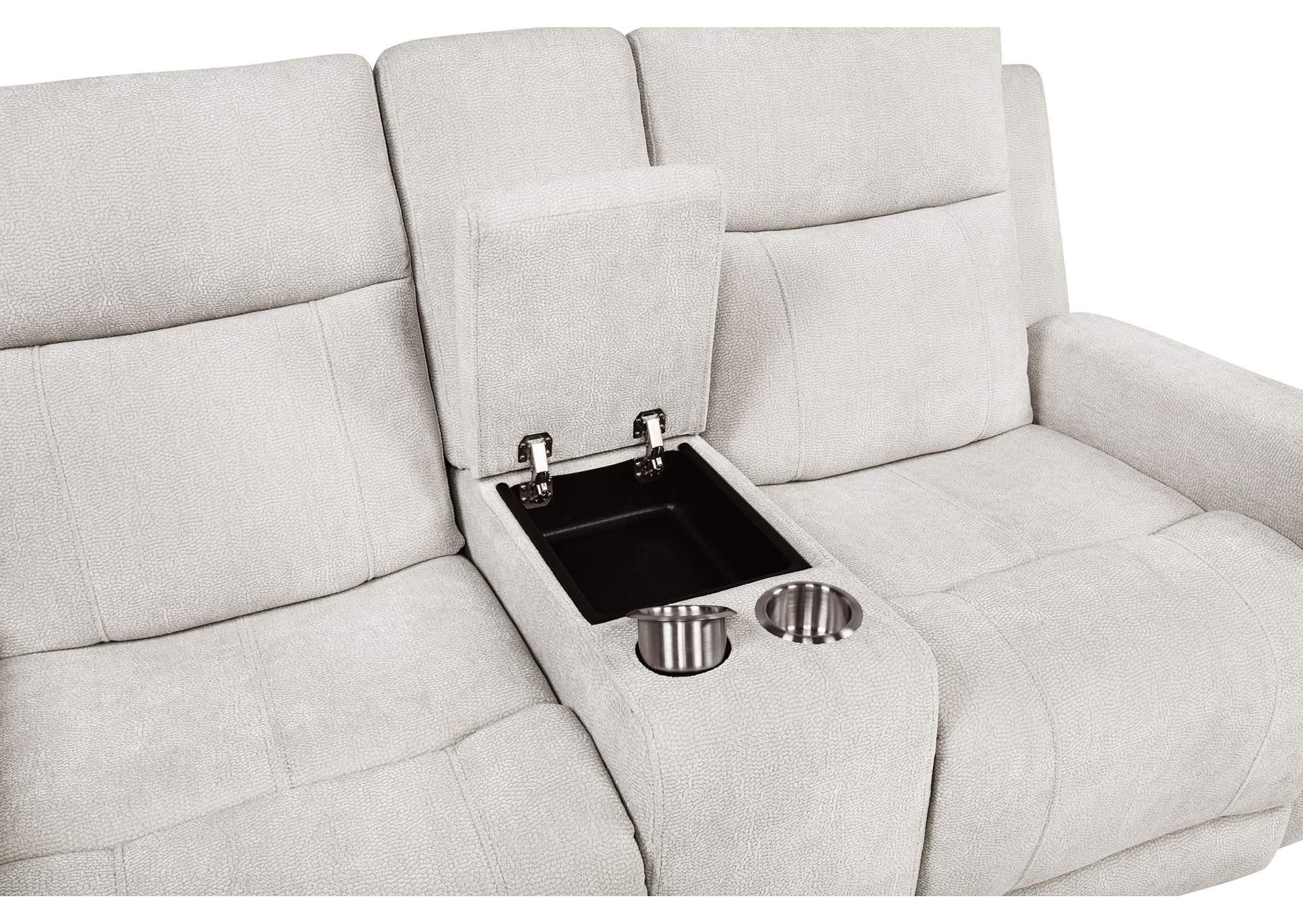 Kennett Chenille Upholstered Power Reclining Loveseat Ivory image 9