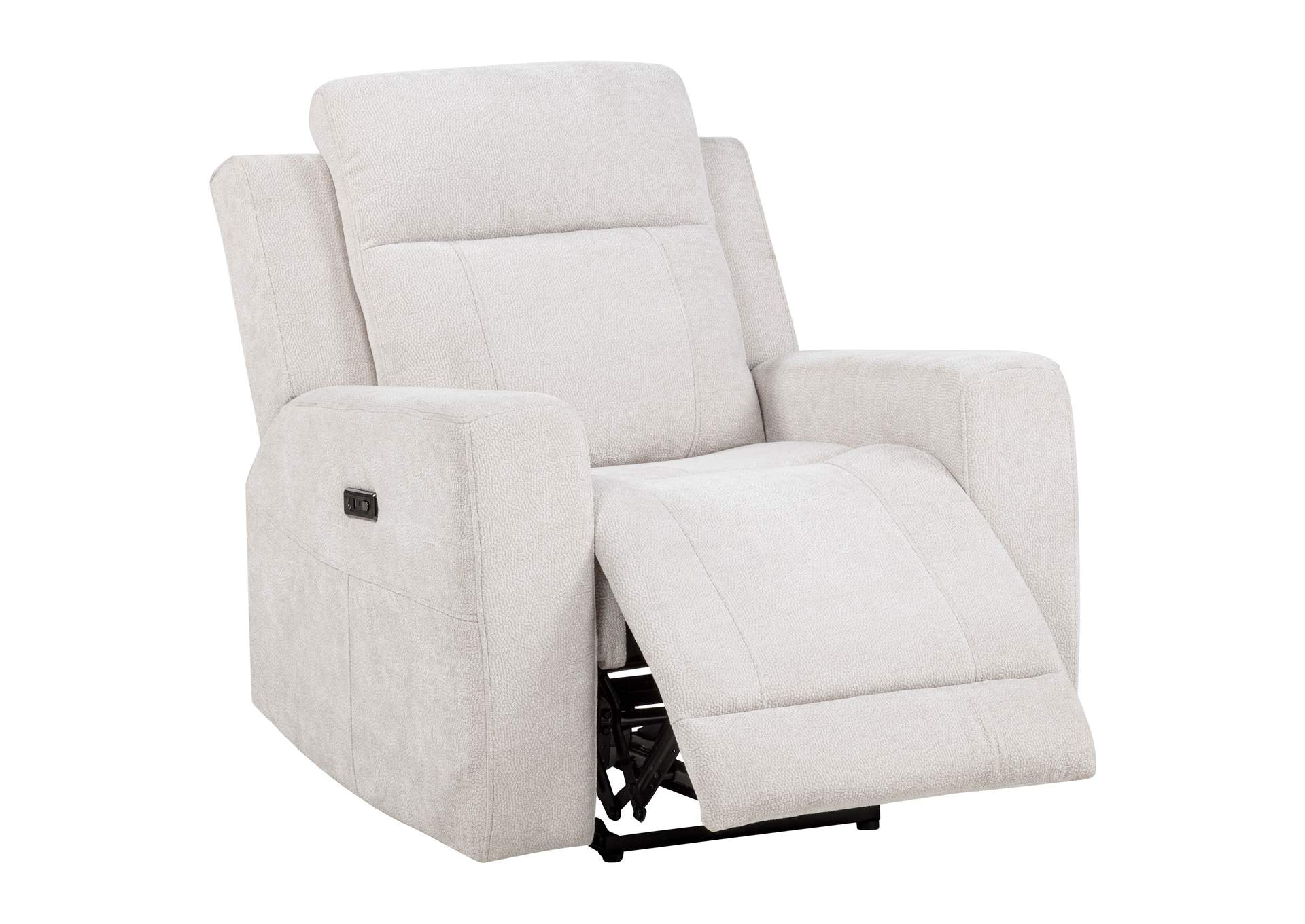 Kennett Chenille Upholstered Power Recliner Chair Ivory image 1