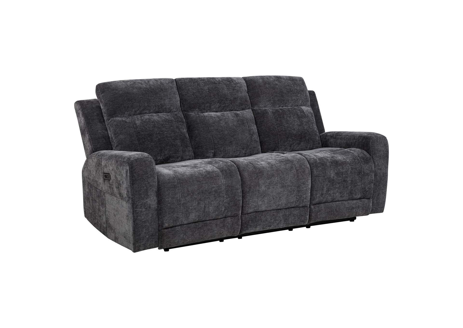 Kennett Chenille Upholstered Power Reclining Sofa Dark Grey image 3