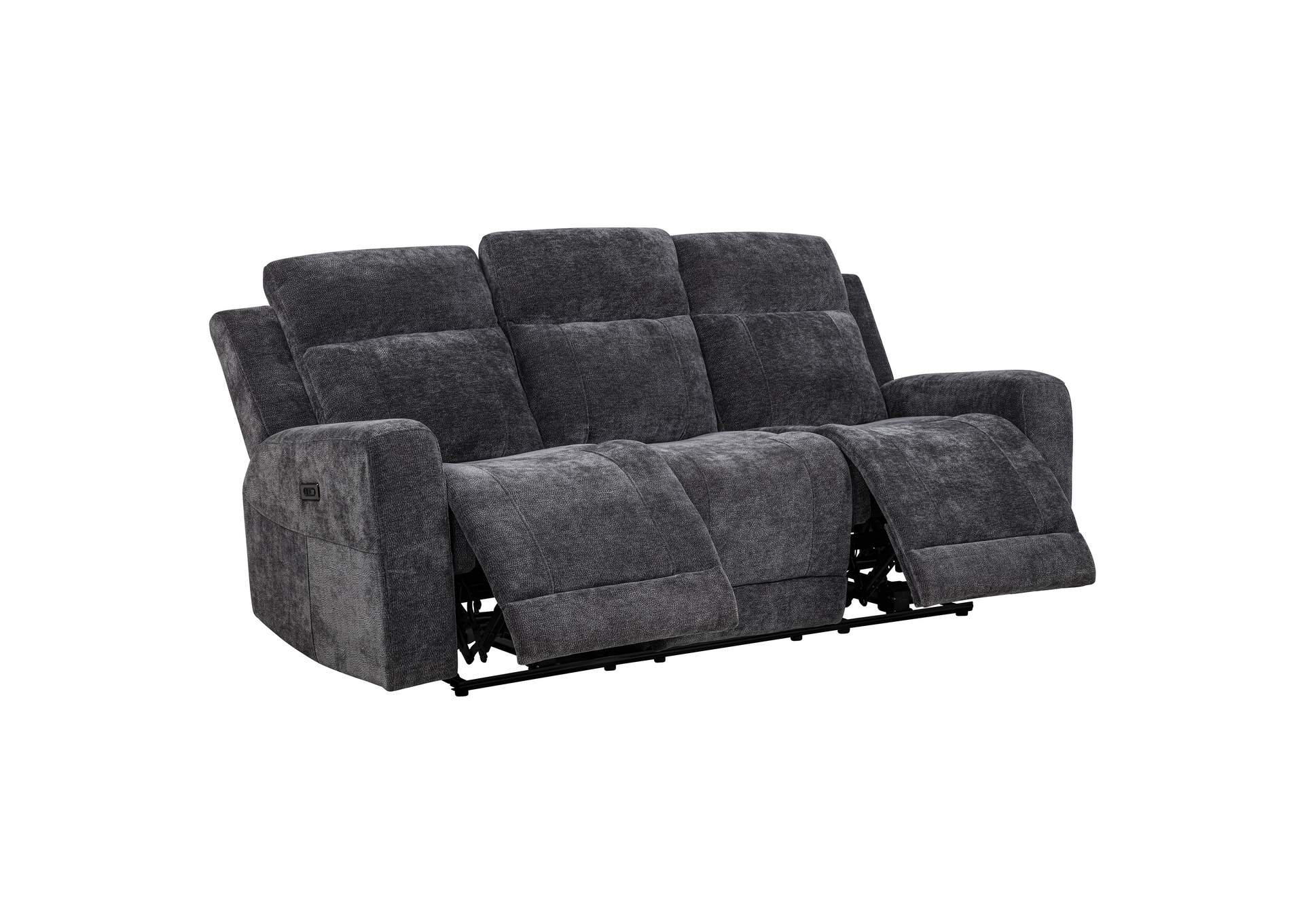 Kennett Chenille Upholstered Power Reclining Sofa Dark Grey image 1
