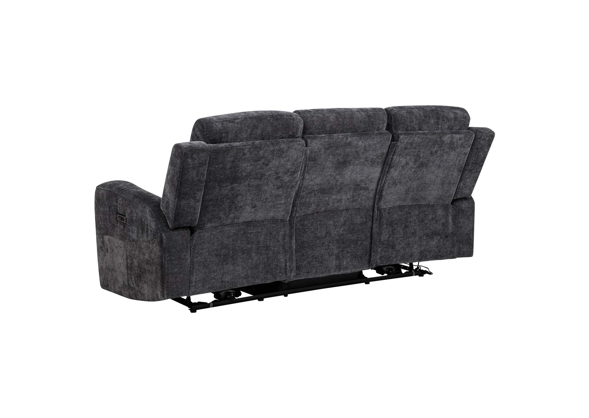 Kennett Chenille Upholstered Power Reclining Sofa Dark Grey image 5