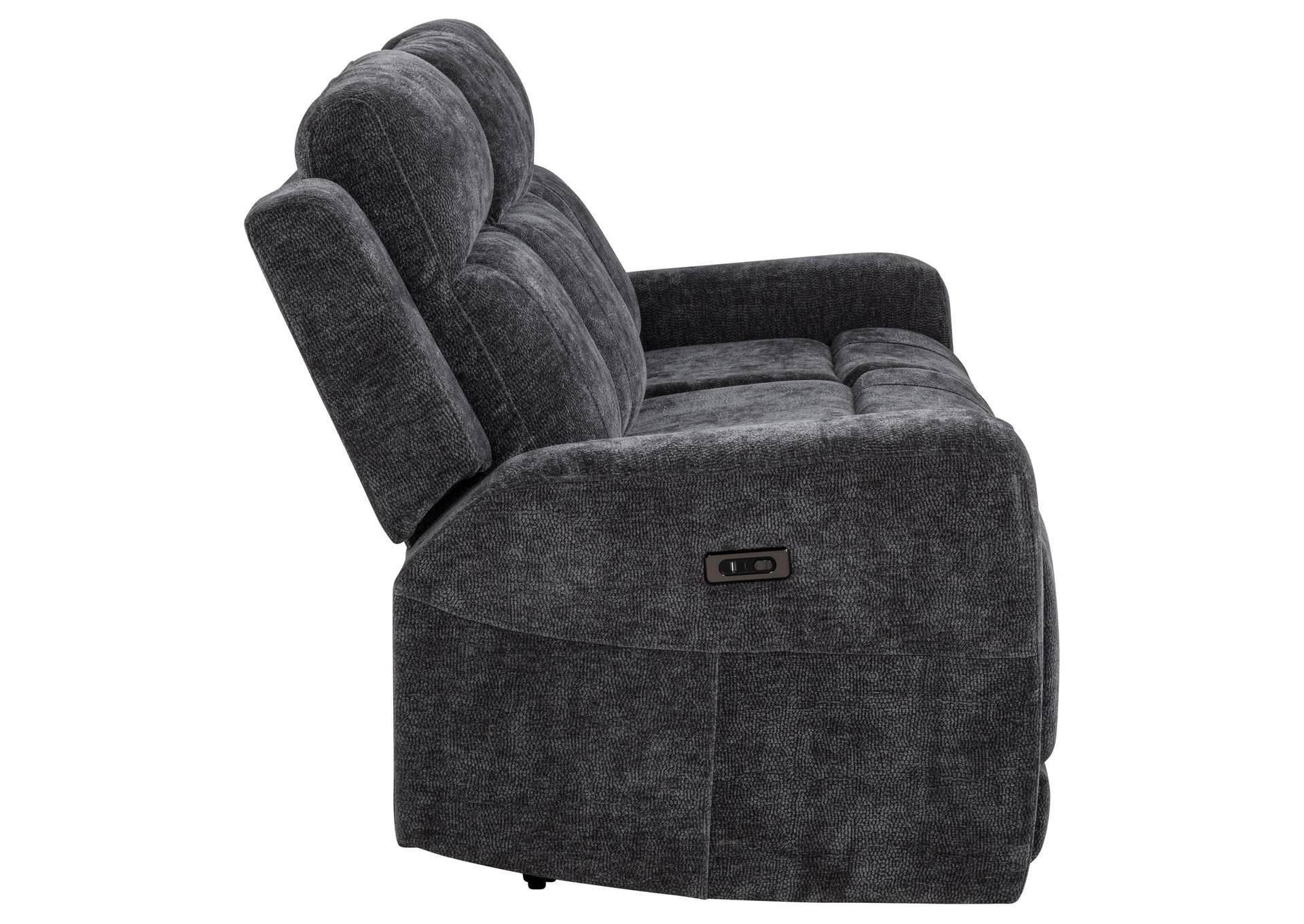 Kennett Chenille Upholstered Power Reclining Sofa Dark Grey image 6