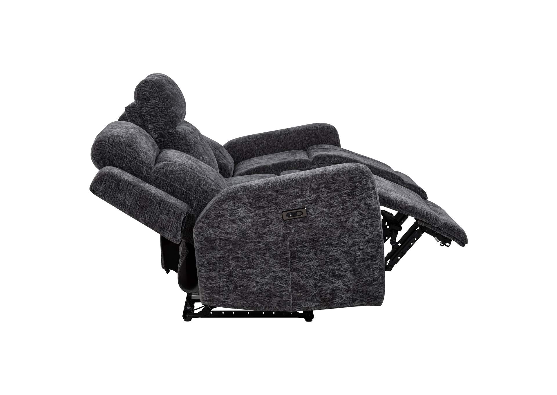 Kennett Chenille Upholstered Power Reclining Sofa Dark Grey image 7