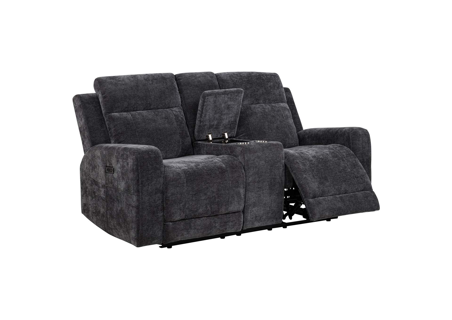 Kennett Chenille Upholstered Power Reclining Loveseat Grey image 1