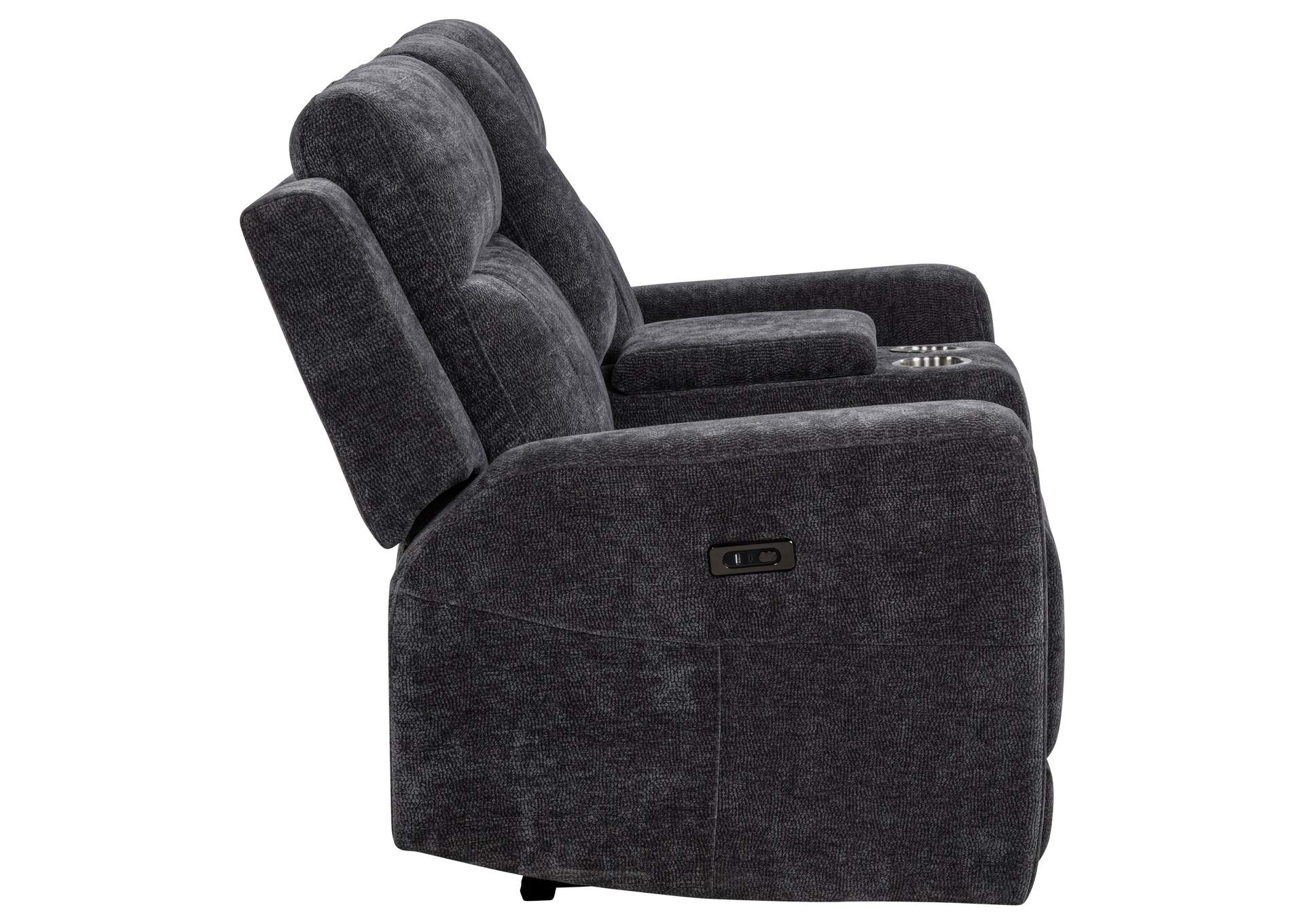 Kennett Chenille Upholstered Power Reclining Loveseat Grey image 6