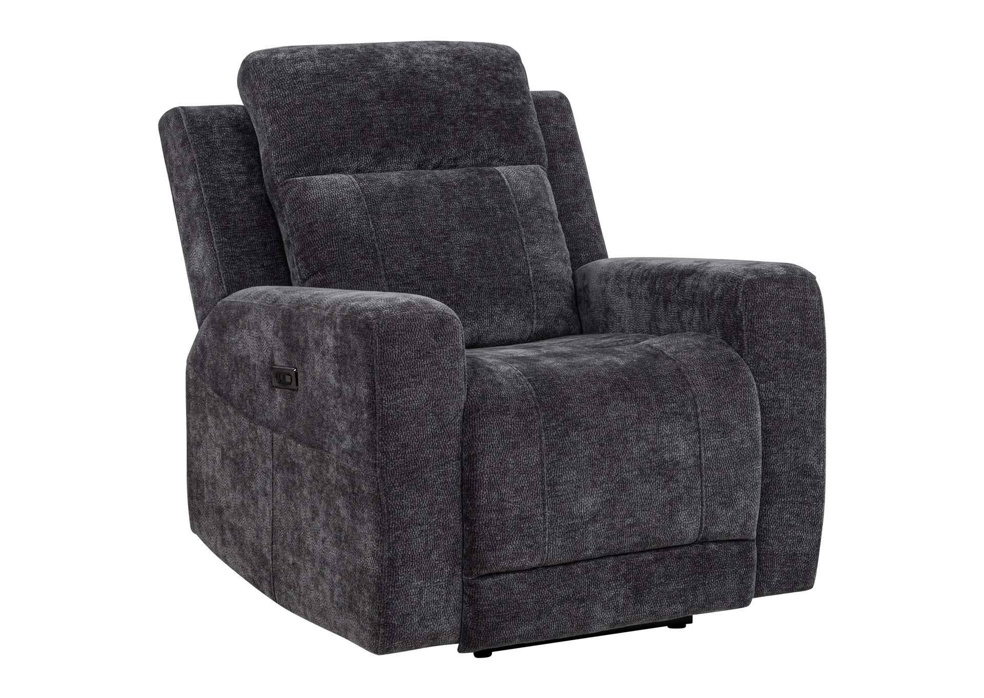 Kennett Chenille Upholstered Power Recliner Chair Dark Grey image 3