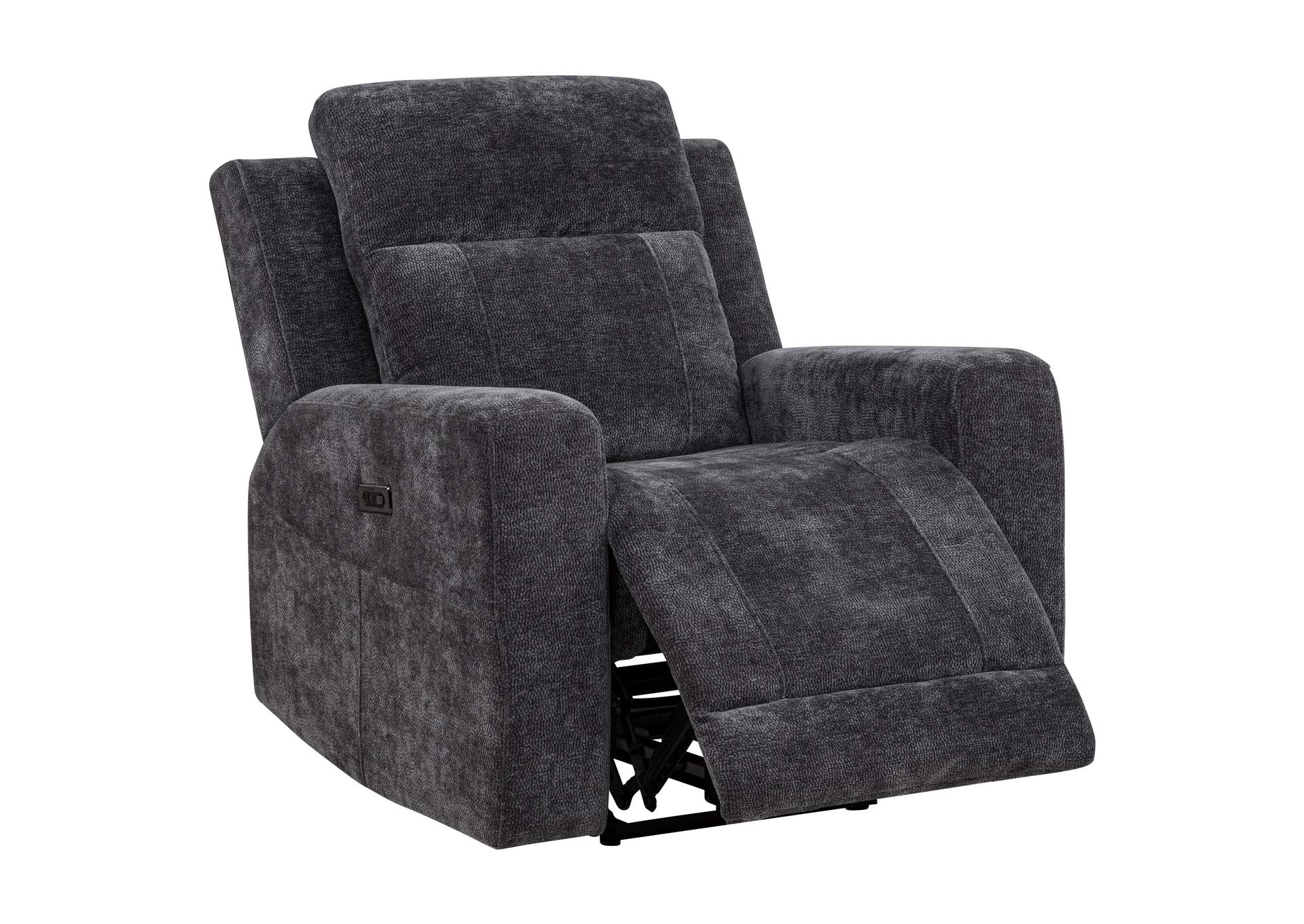 Kennett Chenille Upholstered Power Recliner Chair Dark Grey image 1