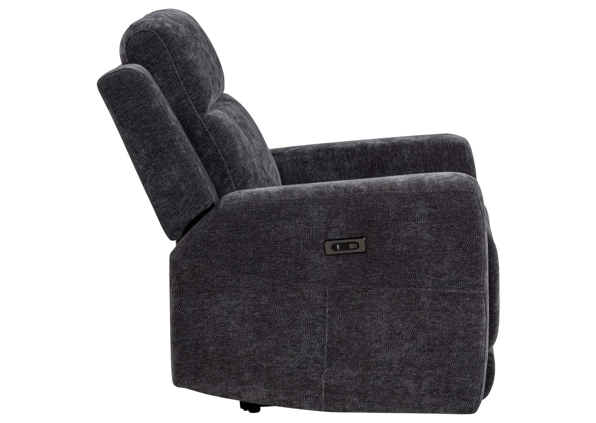 Kennett Chenille Upholstered Power Recliner Chair Dark Grey image 6