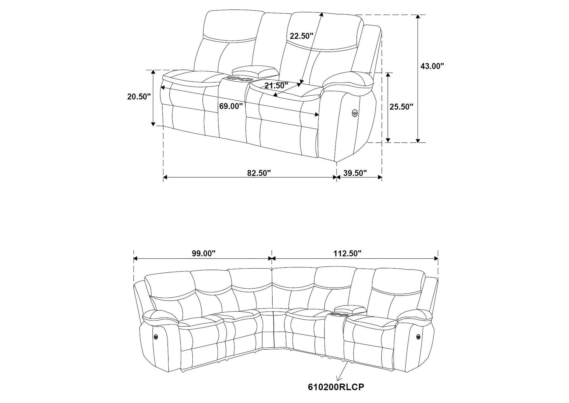 Sycamore Upholstered Power Reclining Sectional Sofa Grey image 14