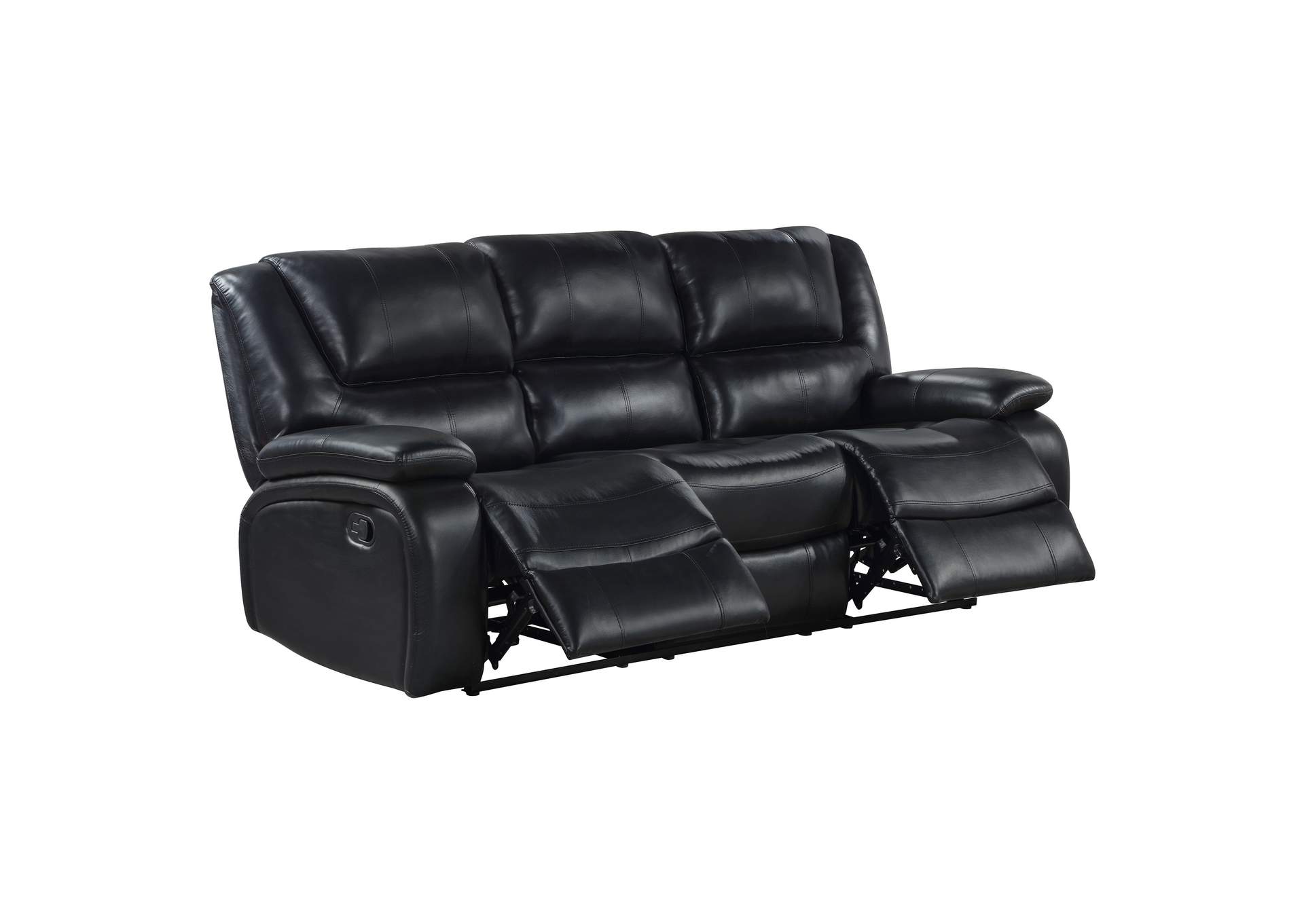 Camila Upholstered Motion Reclining Sofa Black