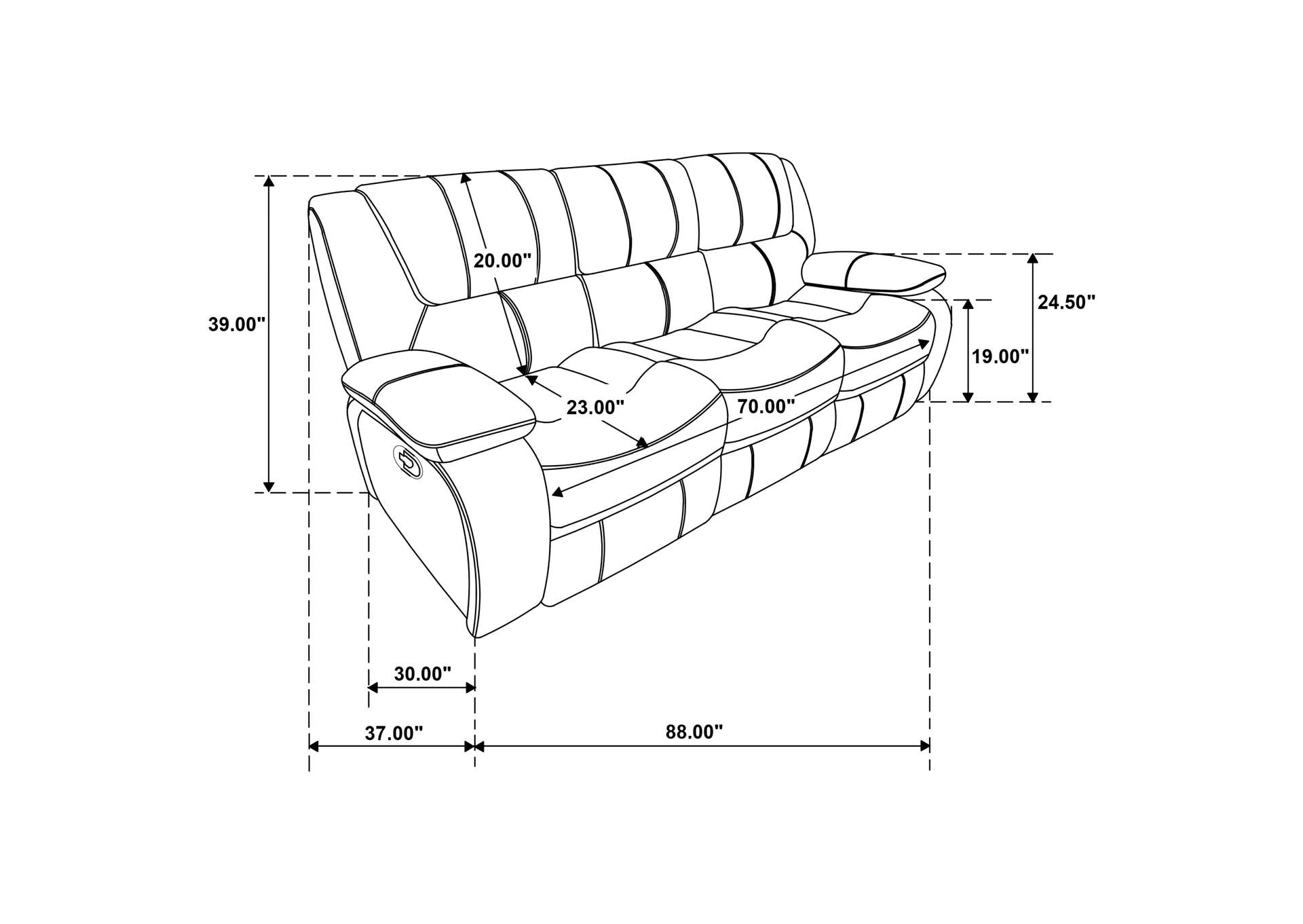 Camila 2-piece Upholstered Reclining Sofa Set White image 16