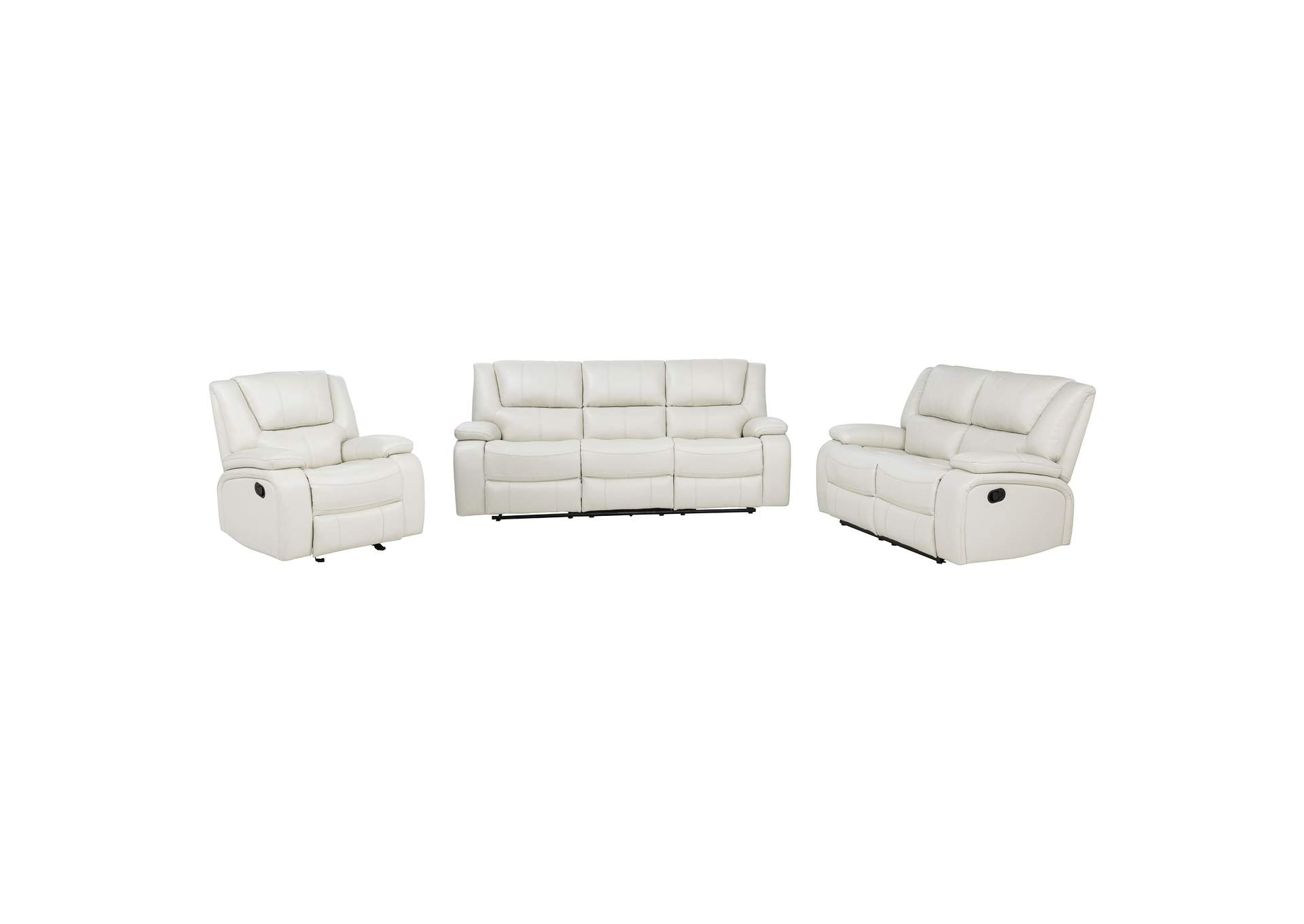 Camila 3-piece Upholstered Reclining Sofa Set White image 18