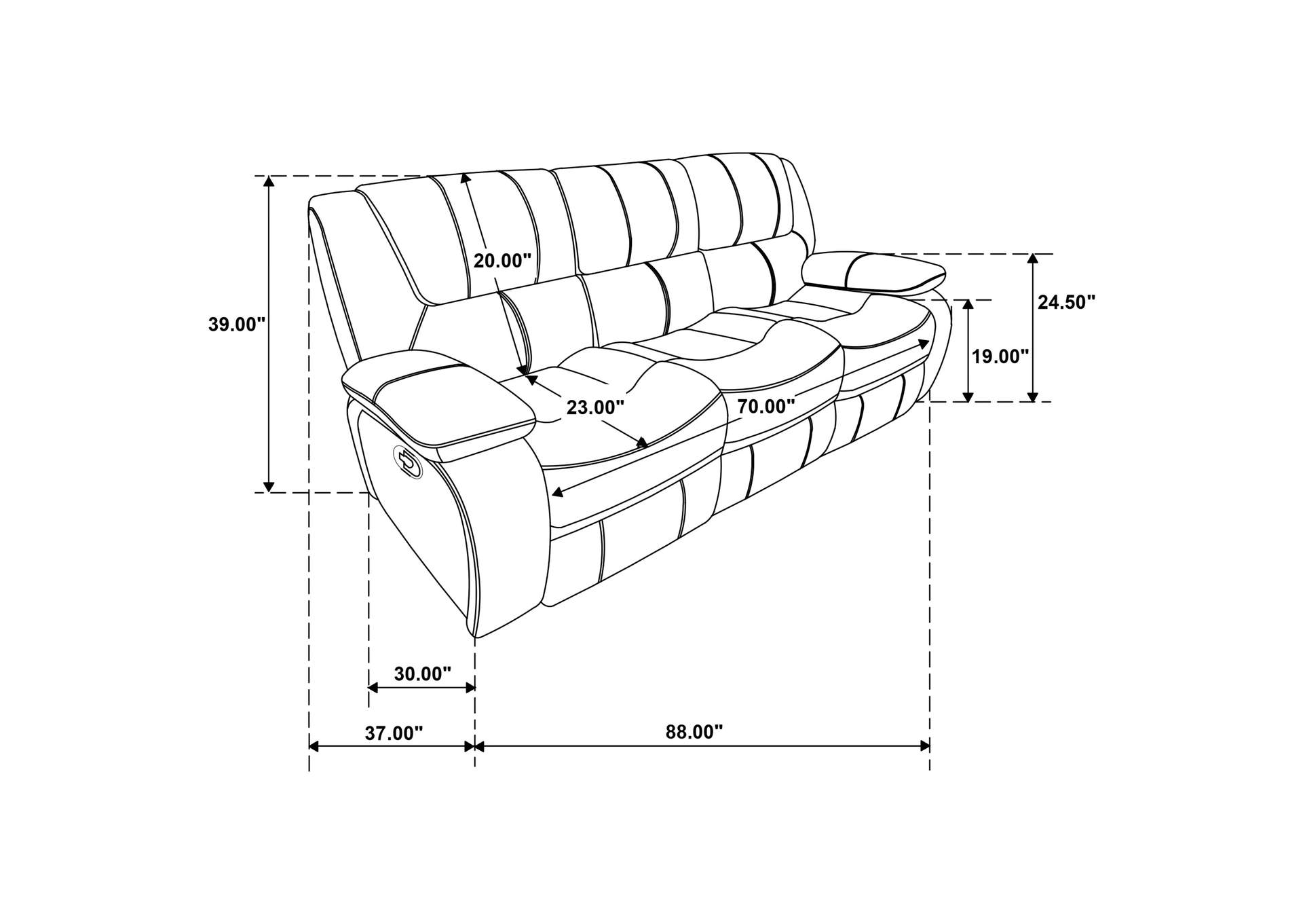 Camila Upholstered Motion Reclining Sofa White image 11