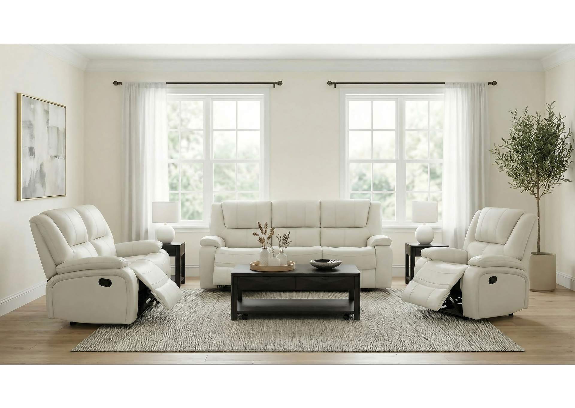 Camila Upholstered Motion Reclining Sofa White image 12
