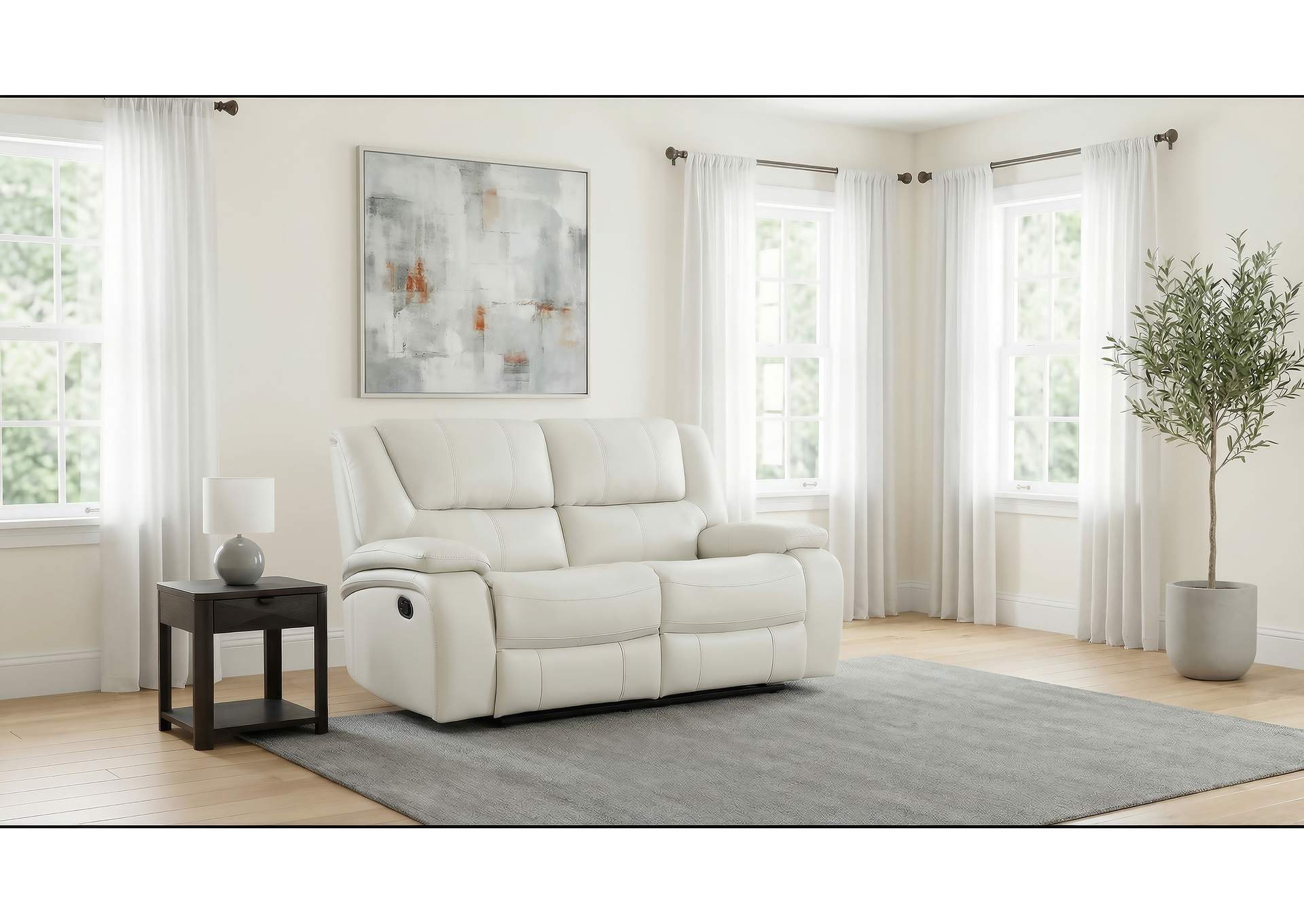 Camila Upholstered Motion Reclining Loveseat White image 3