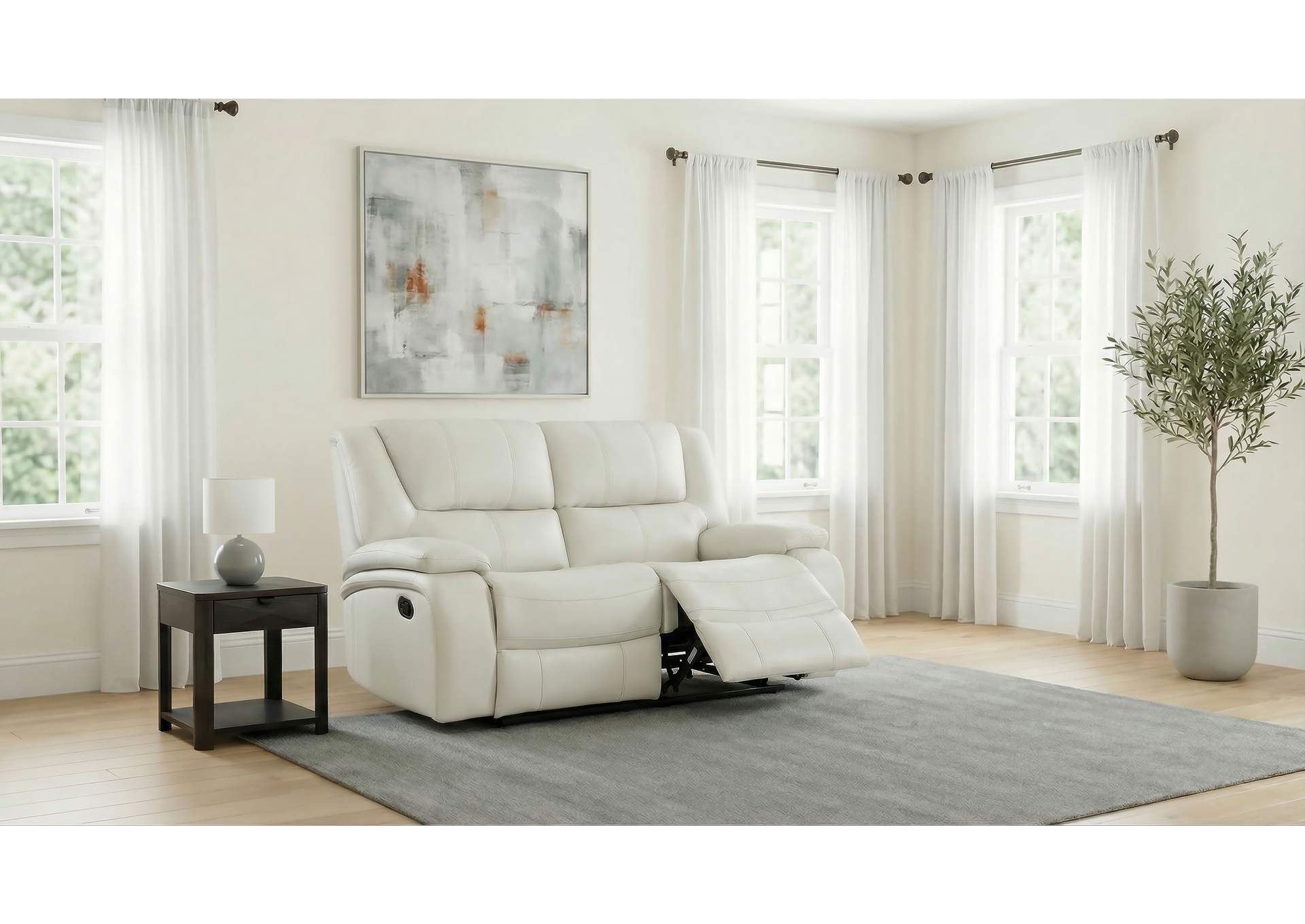 Camila Upholstered Motion Reclining Loveseat White image 4