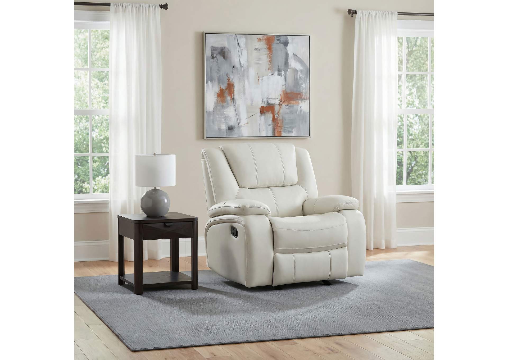 Camila Upholstered Glider Recliner Chair White image 3