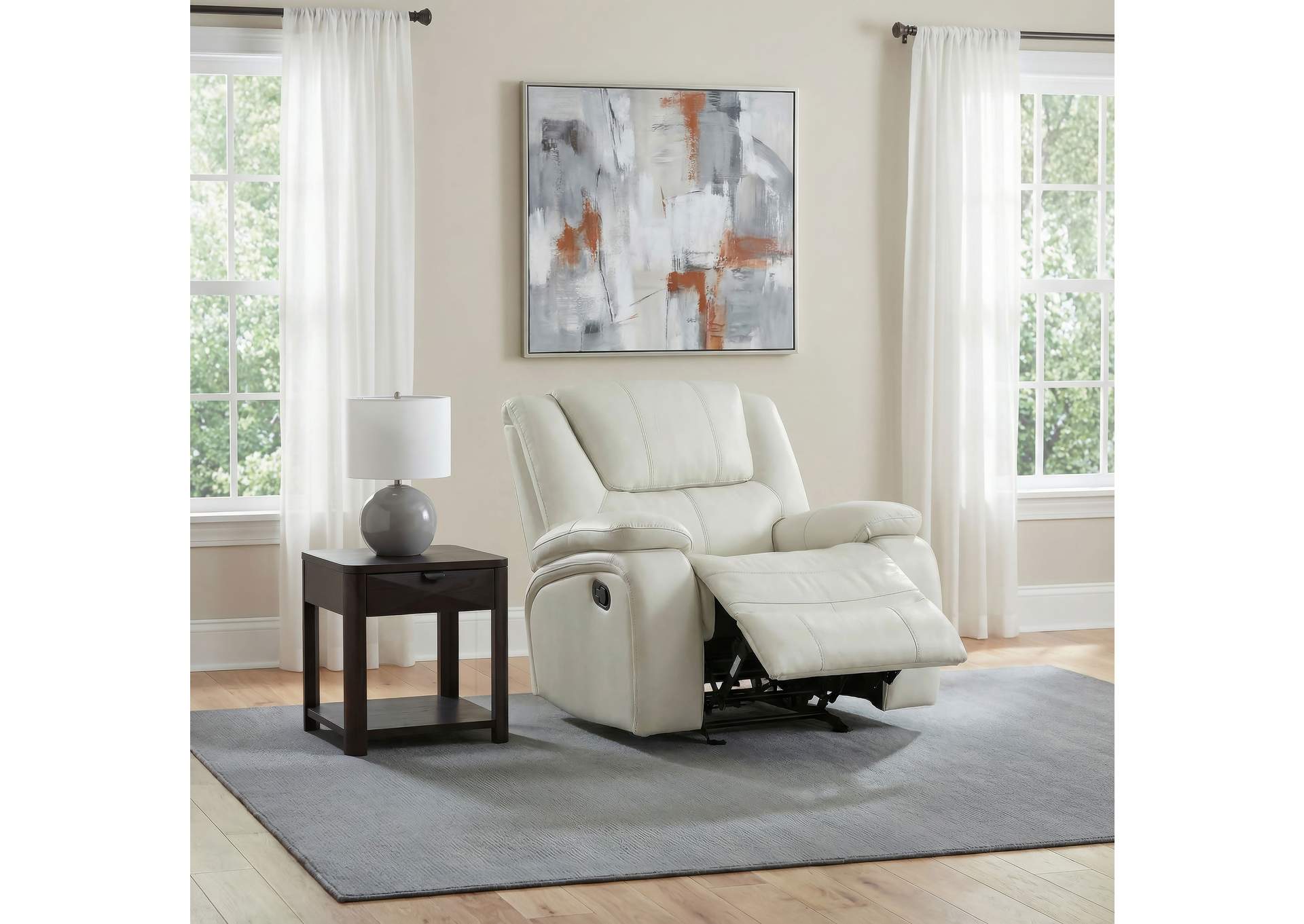 Camila Upholstered Glider Recliner Chair White image 4