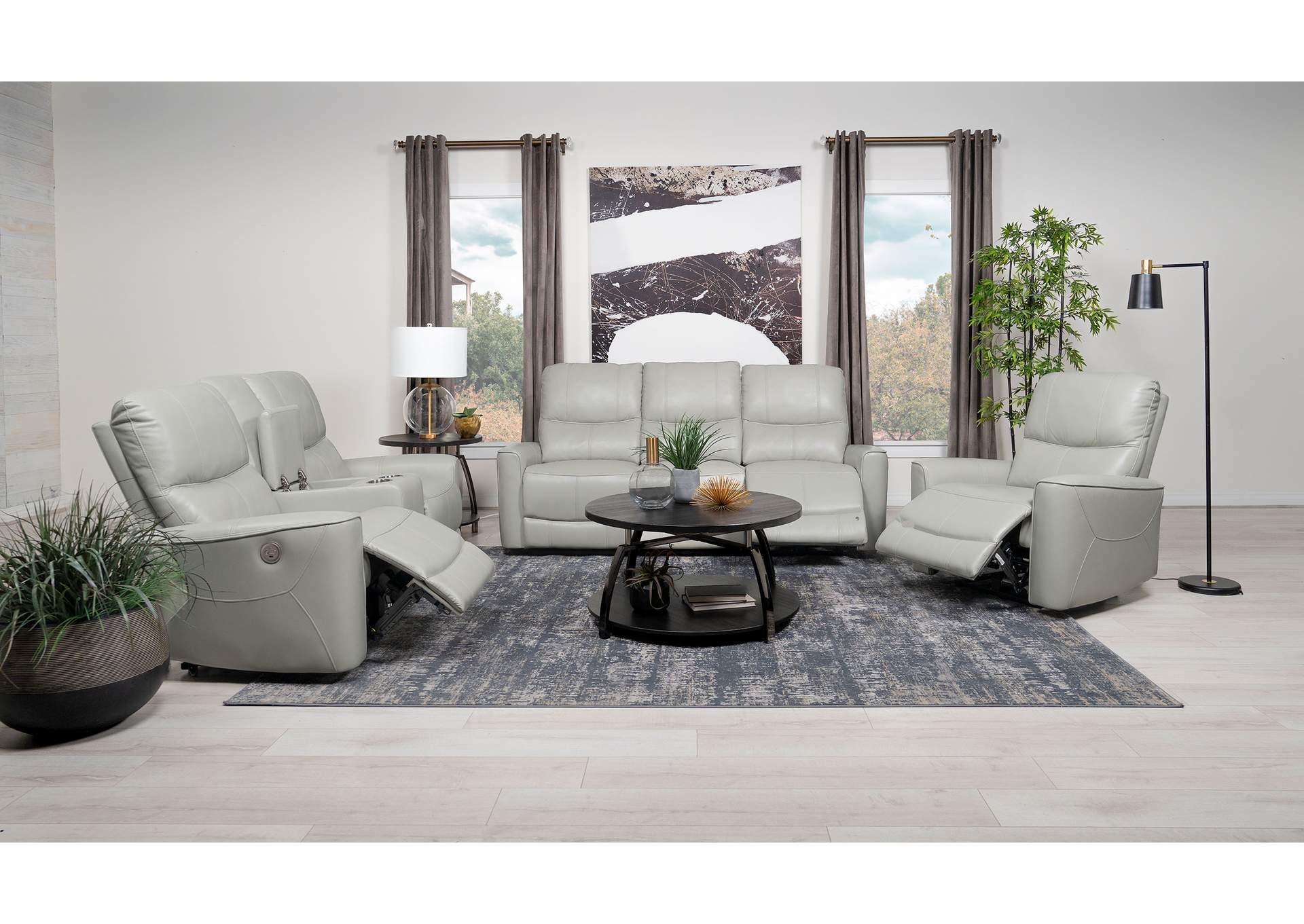 Greenfield Upholstered Power Recliner Chair Dove Grey
