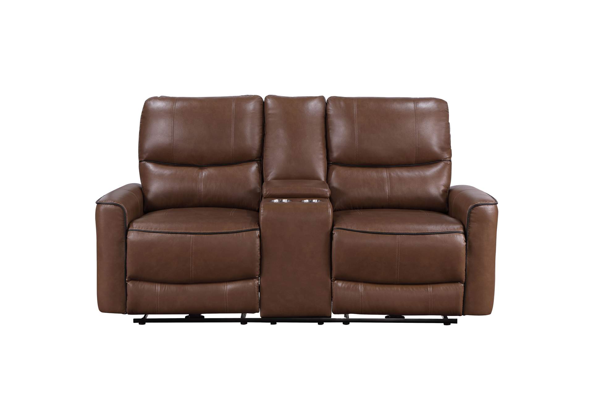 Greenfield Upholstered Power Reclining Loveseat Saddle Brown