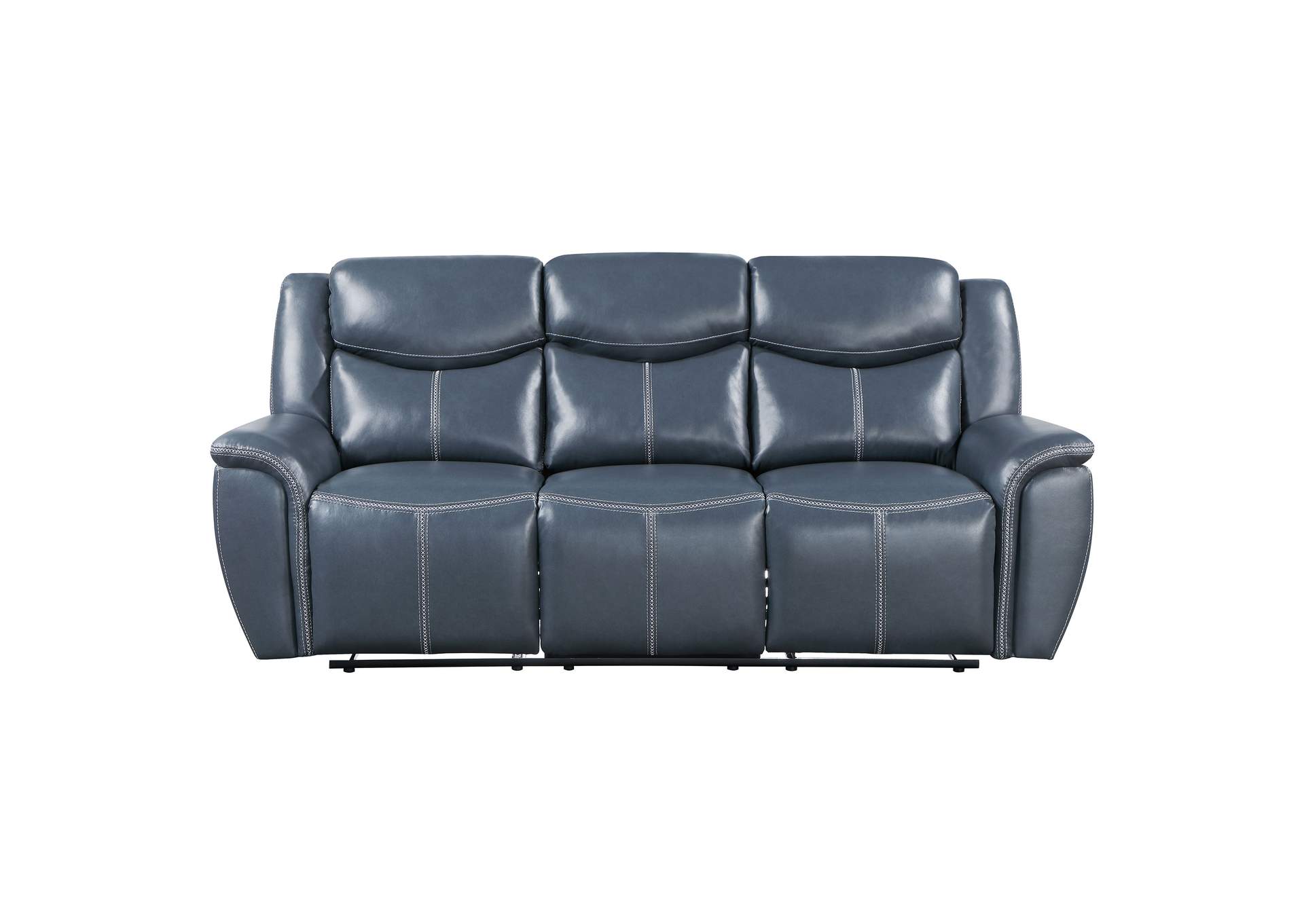 Sloane Upholstered Padded Arm Reclining Sofa Blue