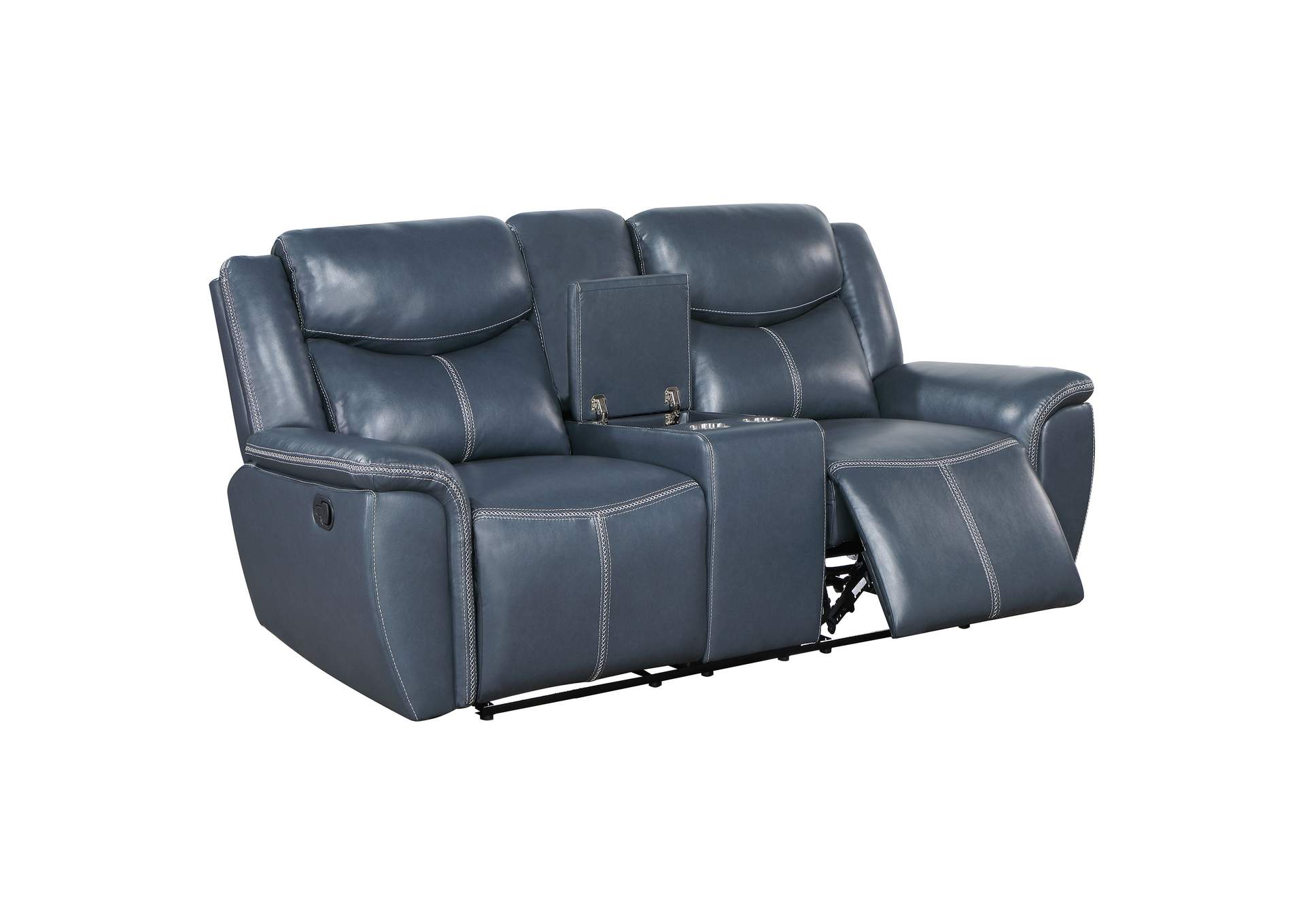 Sloane Upholstered Padded Arm Reclining Loveseat Blue