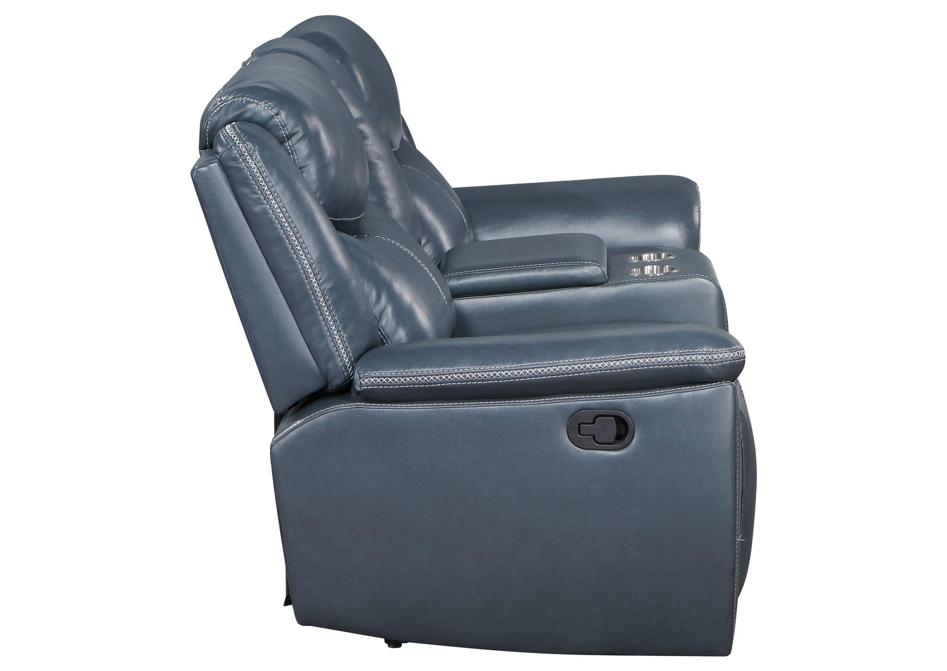 Sloane Upholstered Padded Arm Reclining Loveseat Blue