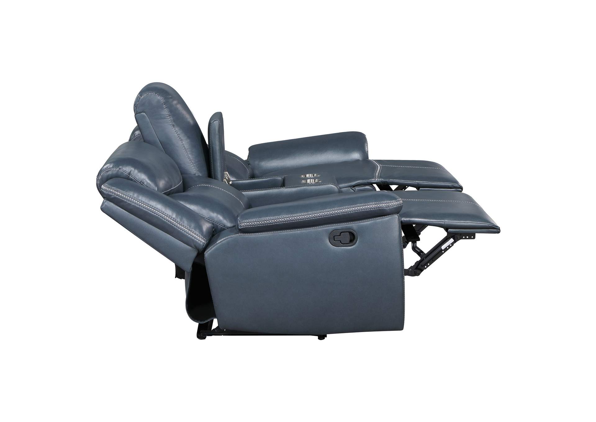Sloane Upholstered Padded Arm Reclining Loveseat Blue