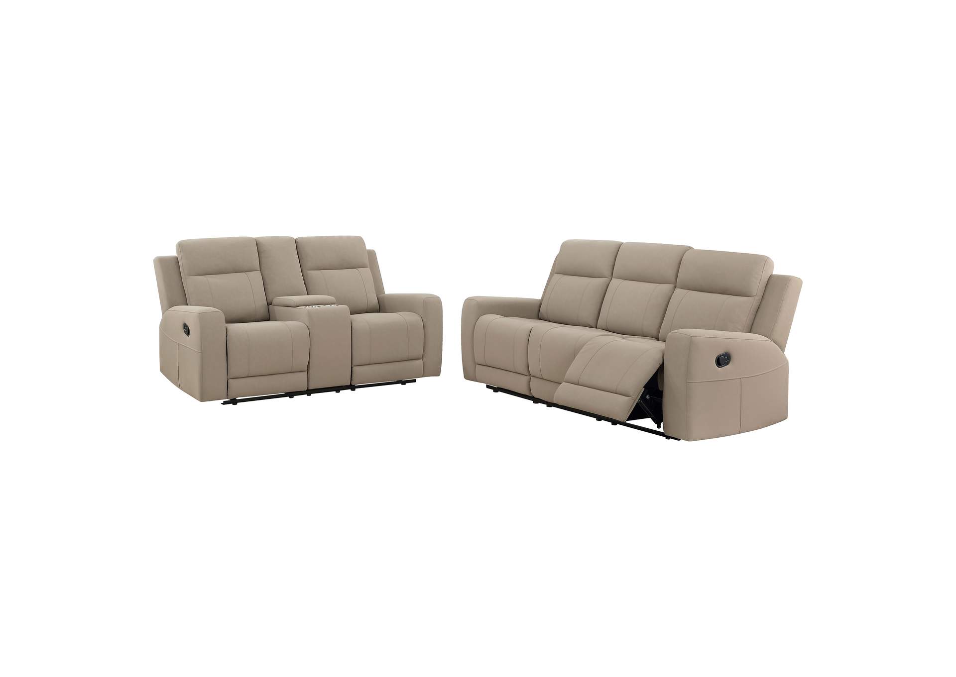 Brentwood 2-piece Upholstered Motion Reclining Sofa Set Taupe
