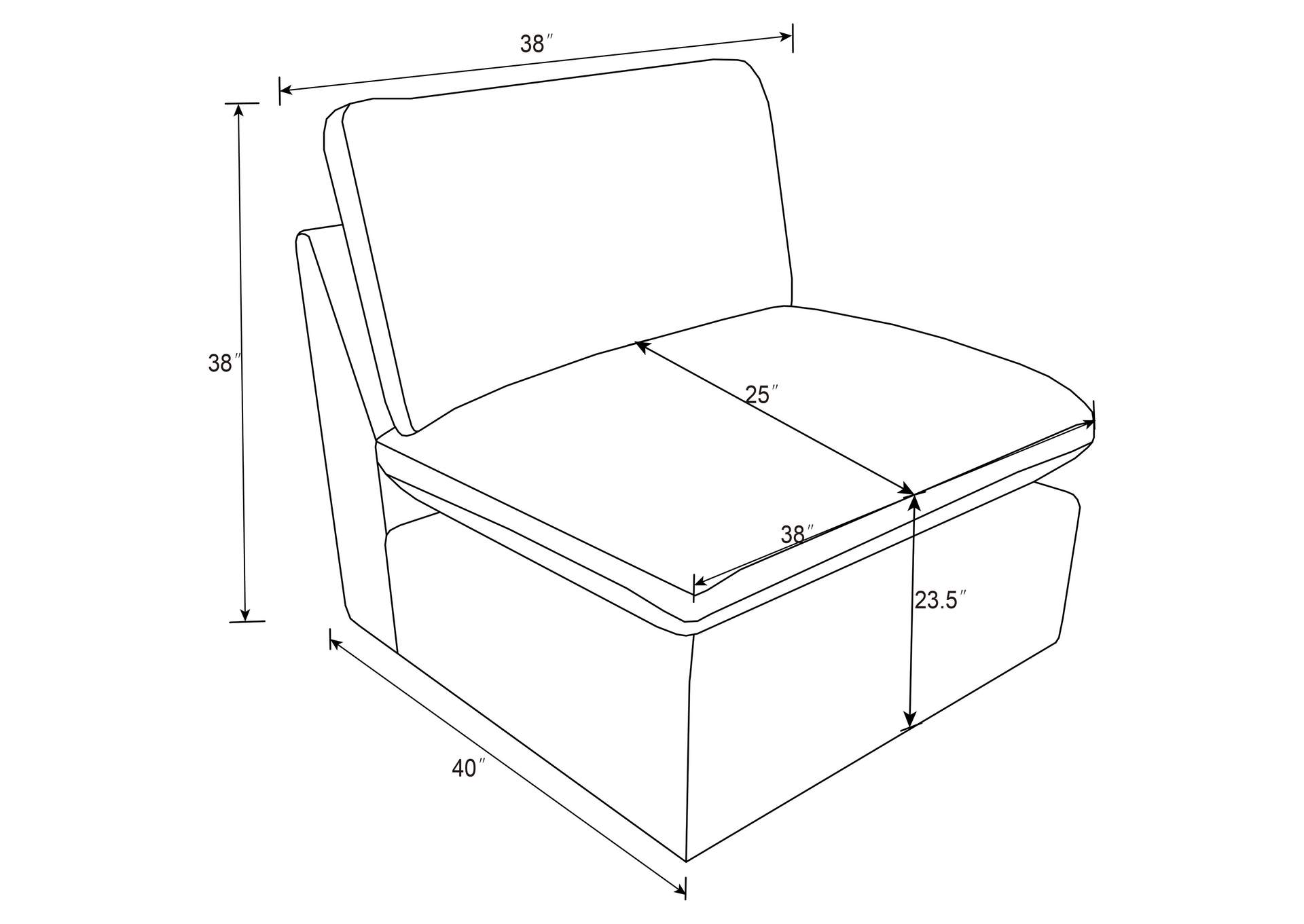 Collins Modular Armless Chair Chocolate Brown image 11