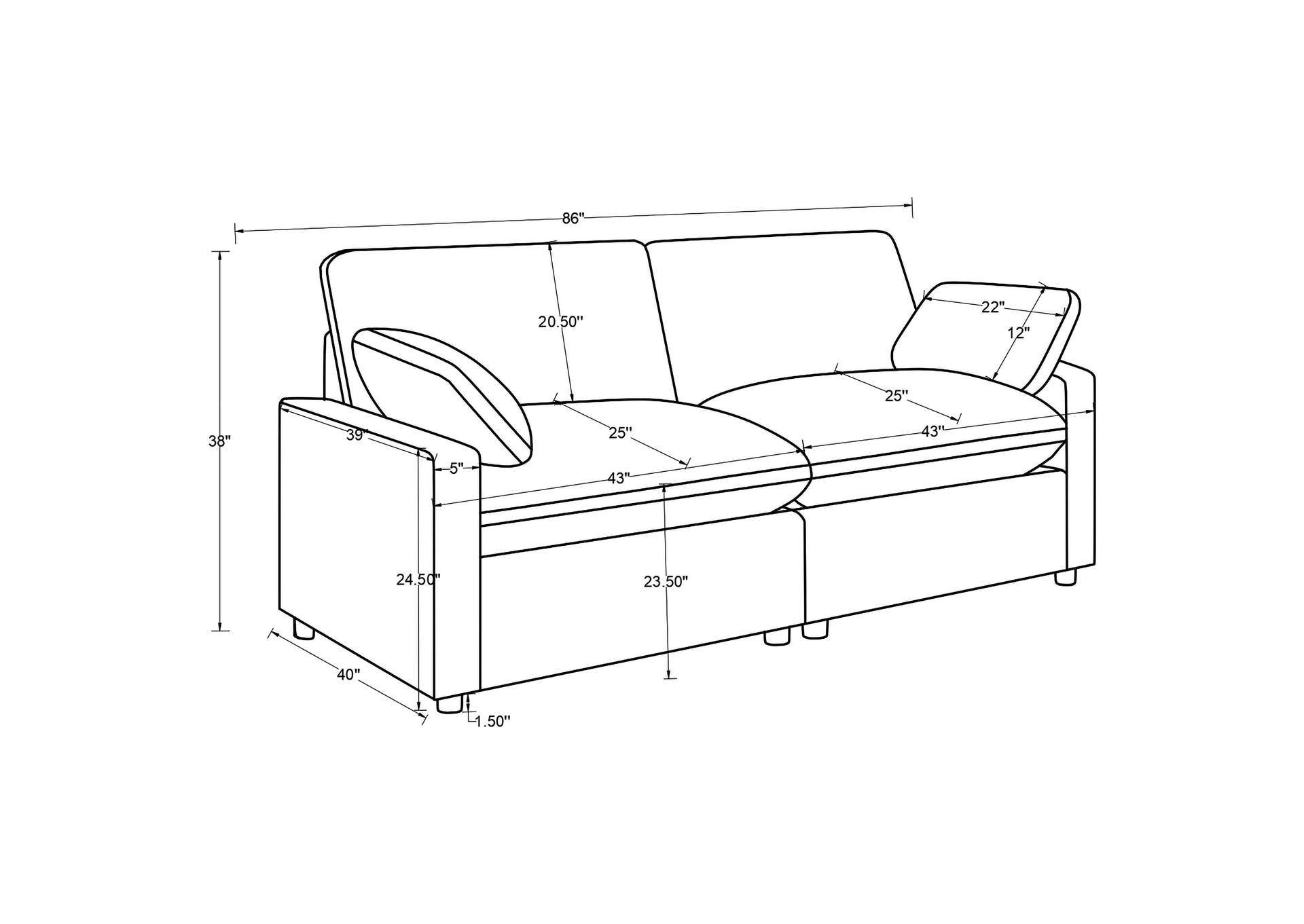 Collins Modular Power Loveseat Chocolate Brown image 14