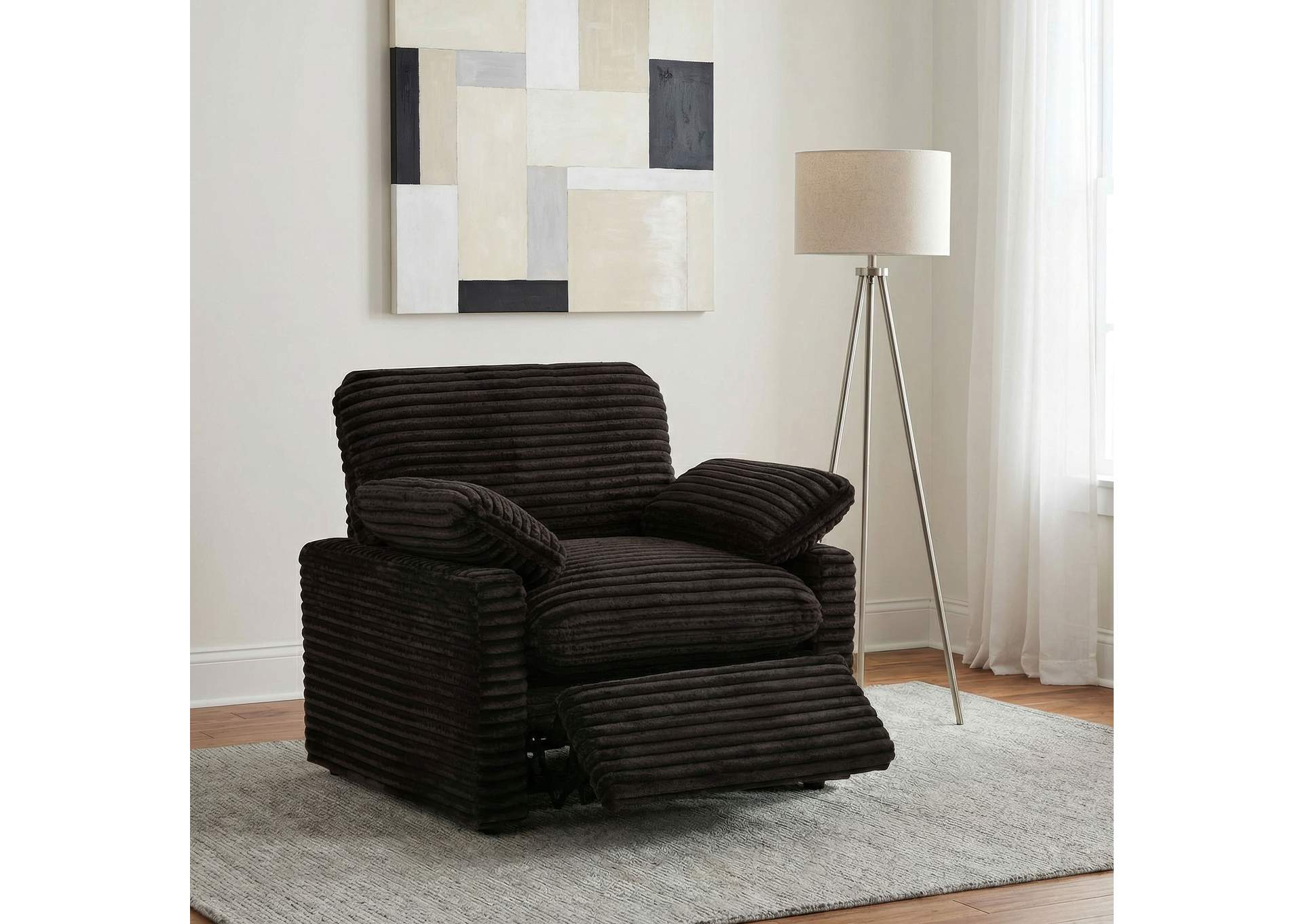 Collins Upholstered Power Recliner Chair Chocolate Brown image 4