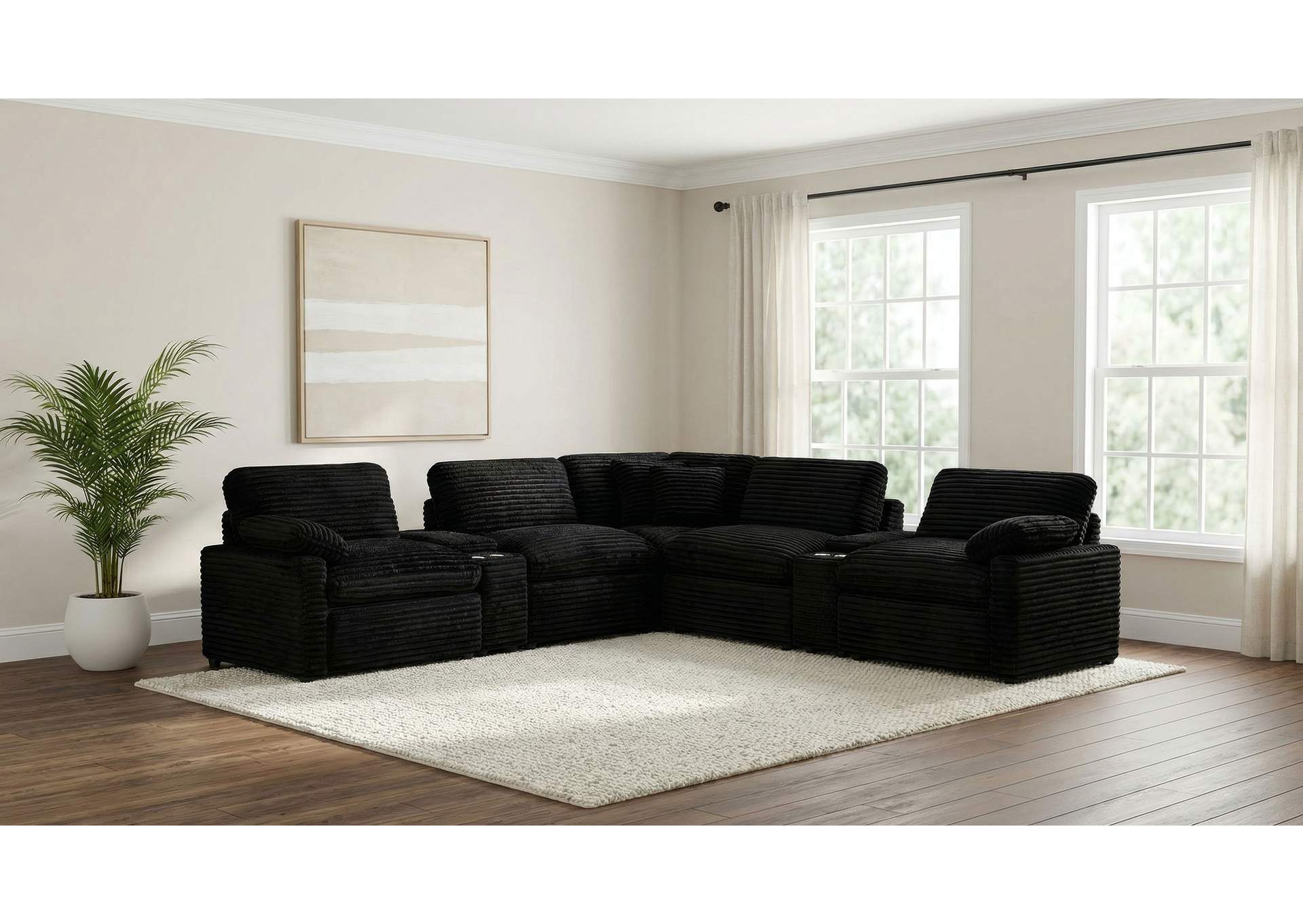 Collins 7-piece Modular Power Reclining Sectional Black image 3