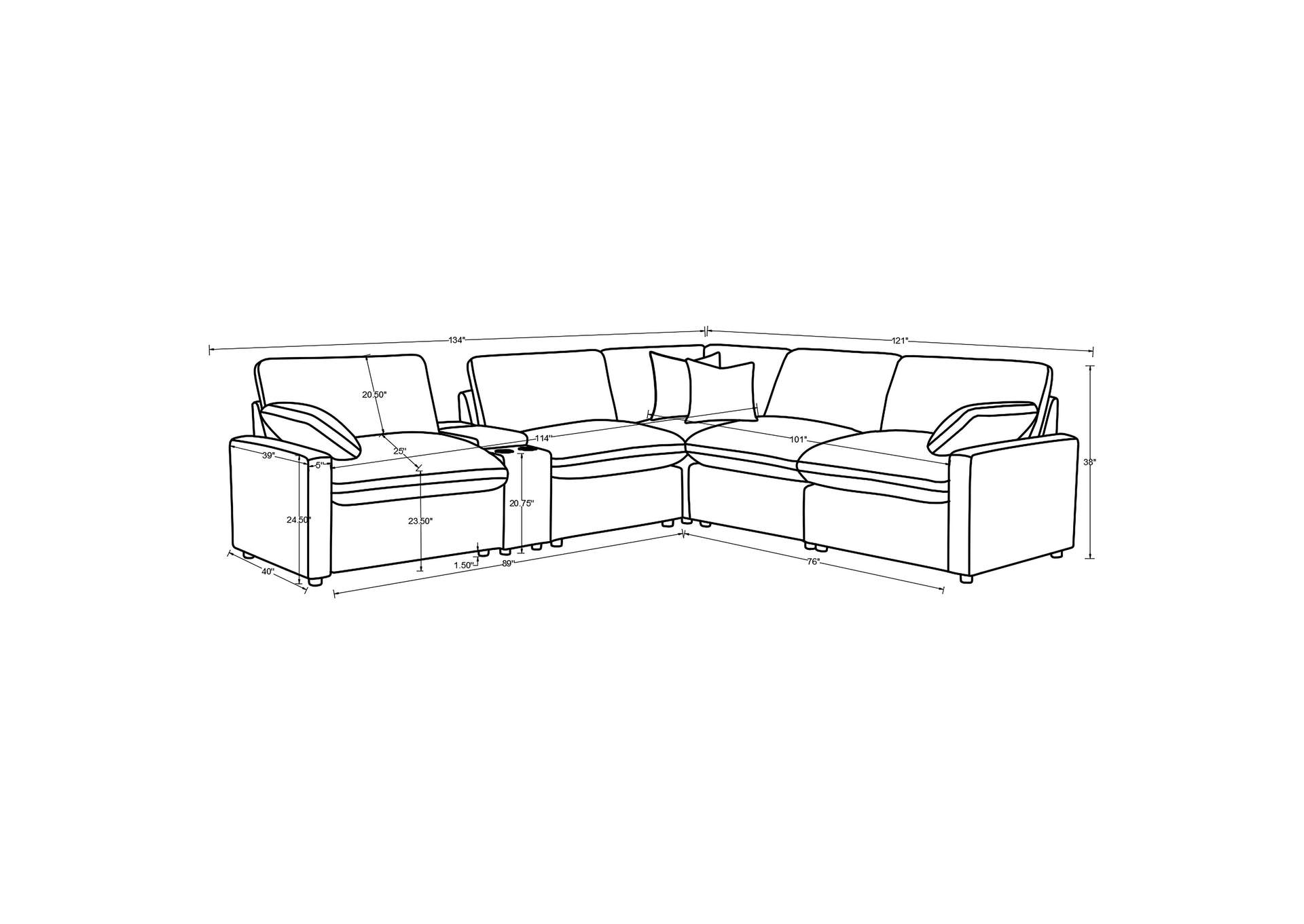 Collins 6-piece Modular Power Reclining Sectional Black image 16