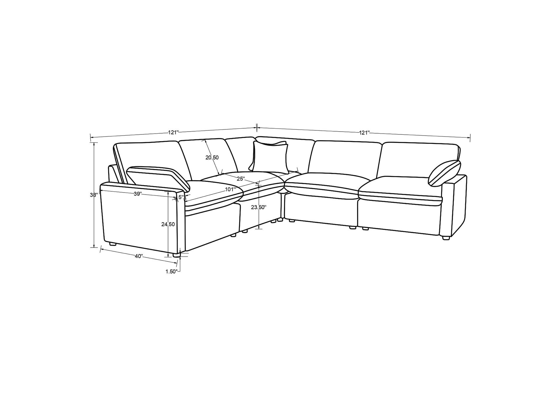 Collins 5-piece Modular Power Reclining Sectional Black image 14